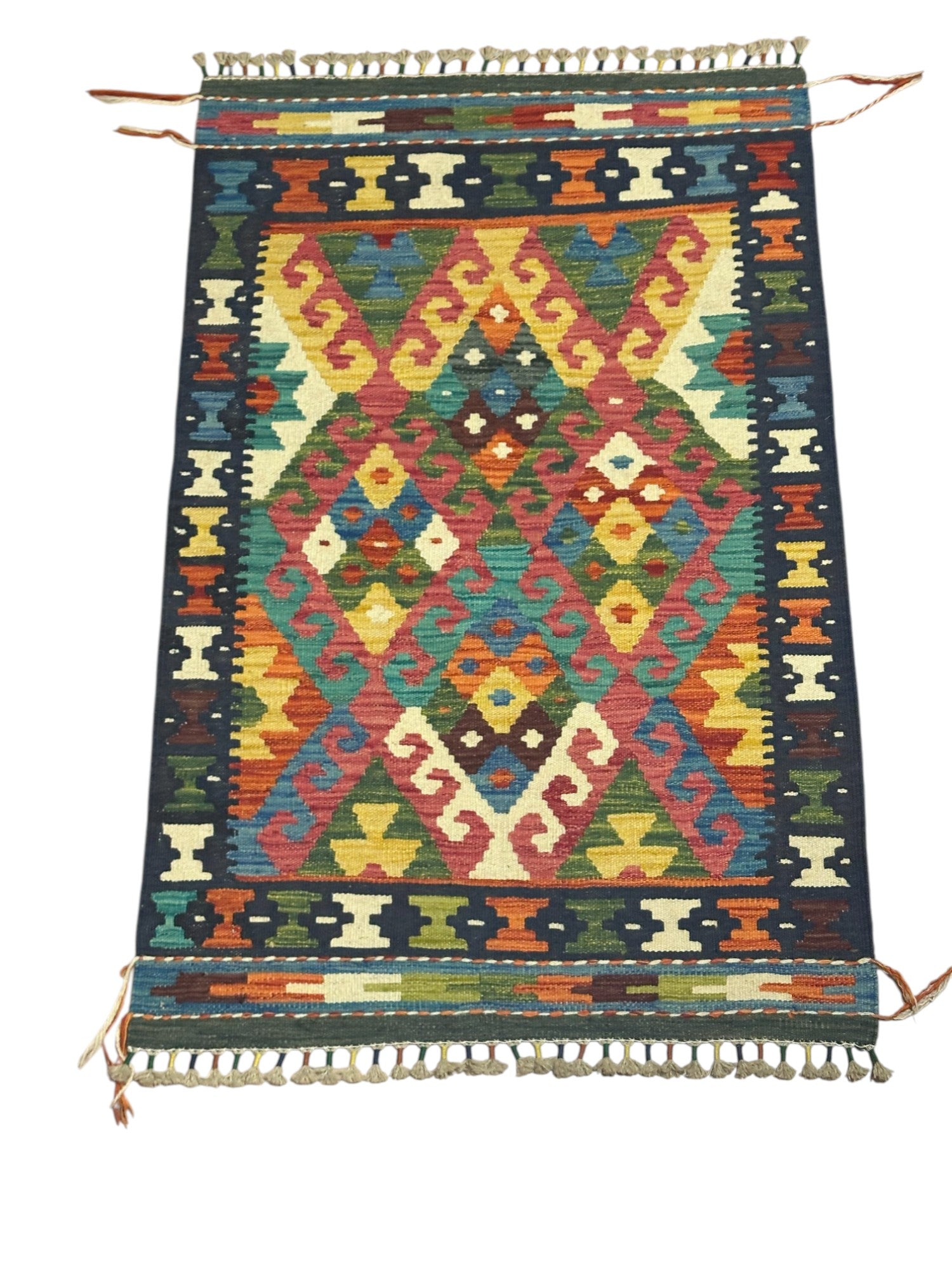 Hand-Woven Afghani Kilim Wool Rug 2'9" x 4'3"