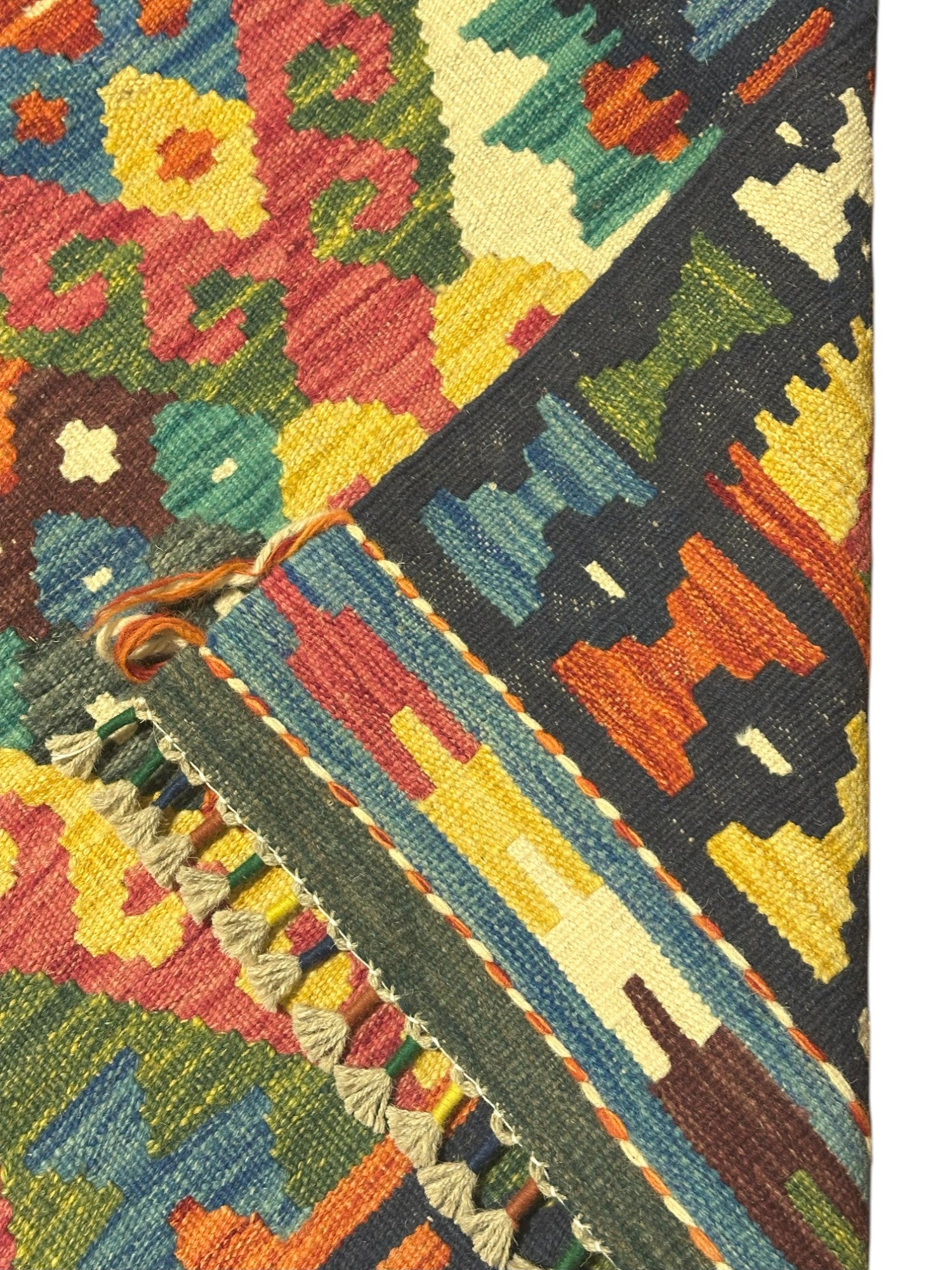 Hand-Woven Afghani Kilim Wool Rug 2'9" x 4'3"