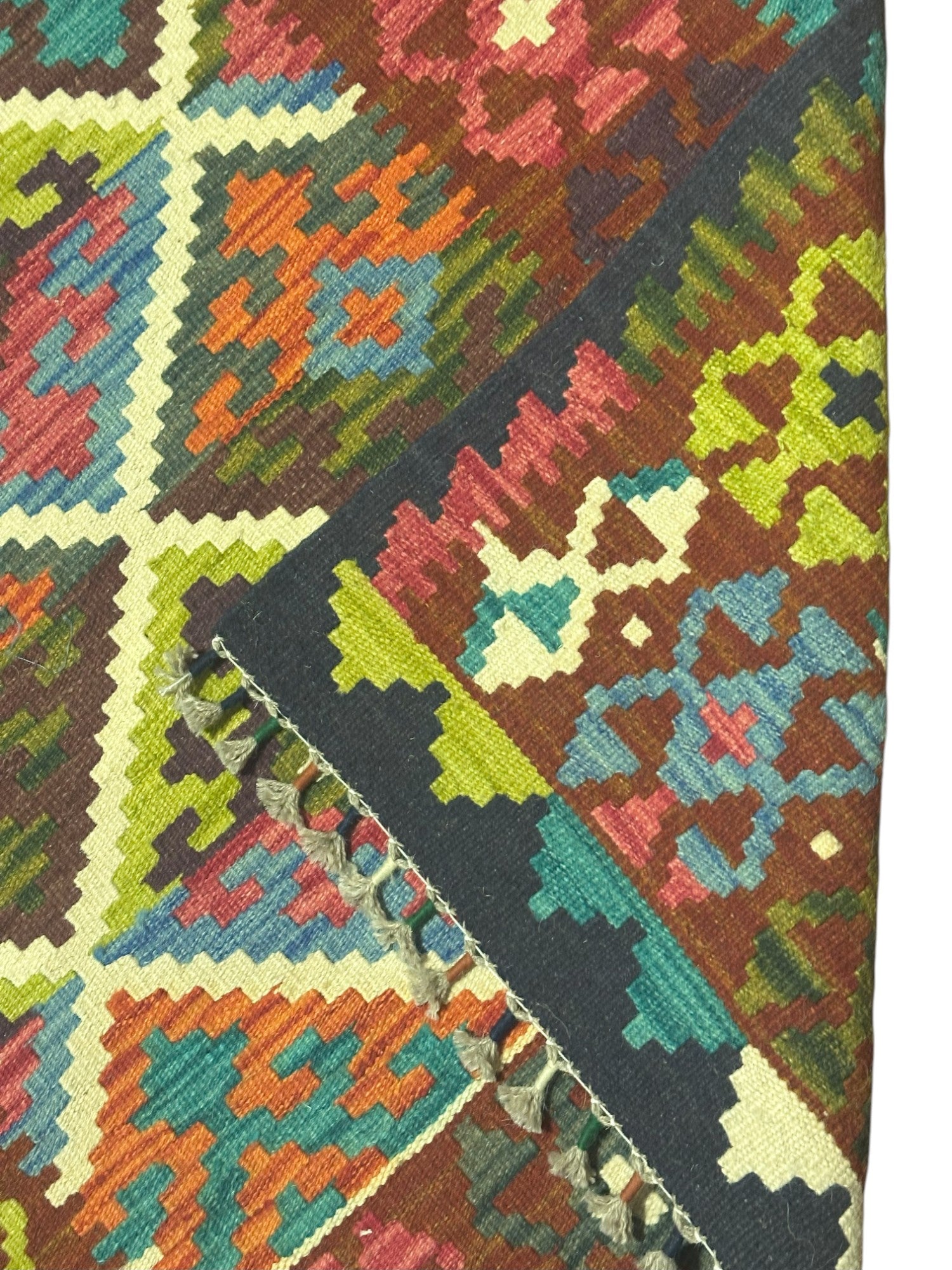 Hand-Woven Afghani Kilim Wool Rug 2'11" x 4'3"