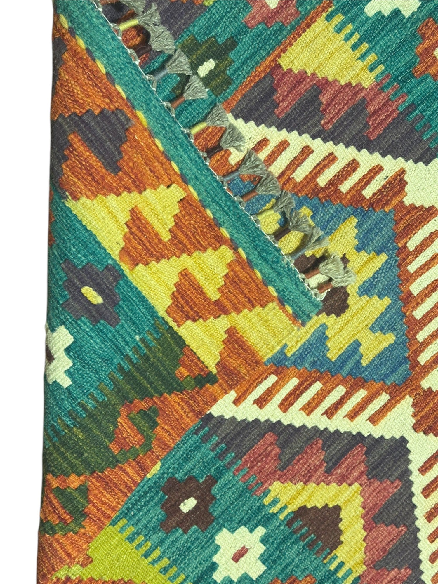 Hand-Woven Afghani Kilim Wool Rug 2'8" x 4'2"