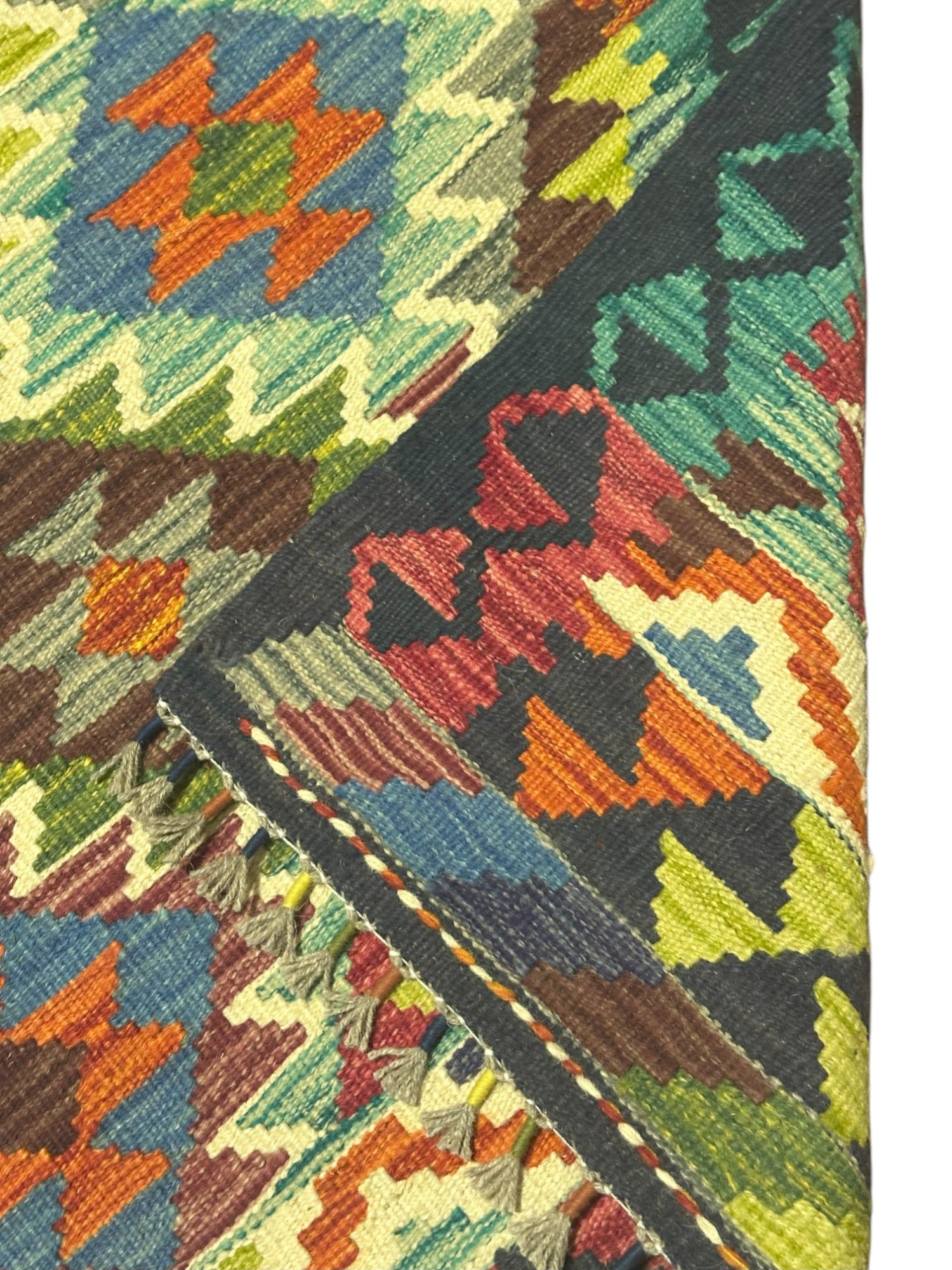 Hand-Woven Afghani Kilim Wool Rug 2'8" x 4'2"