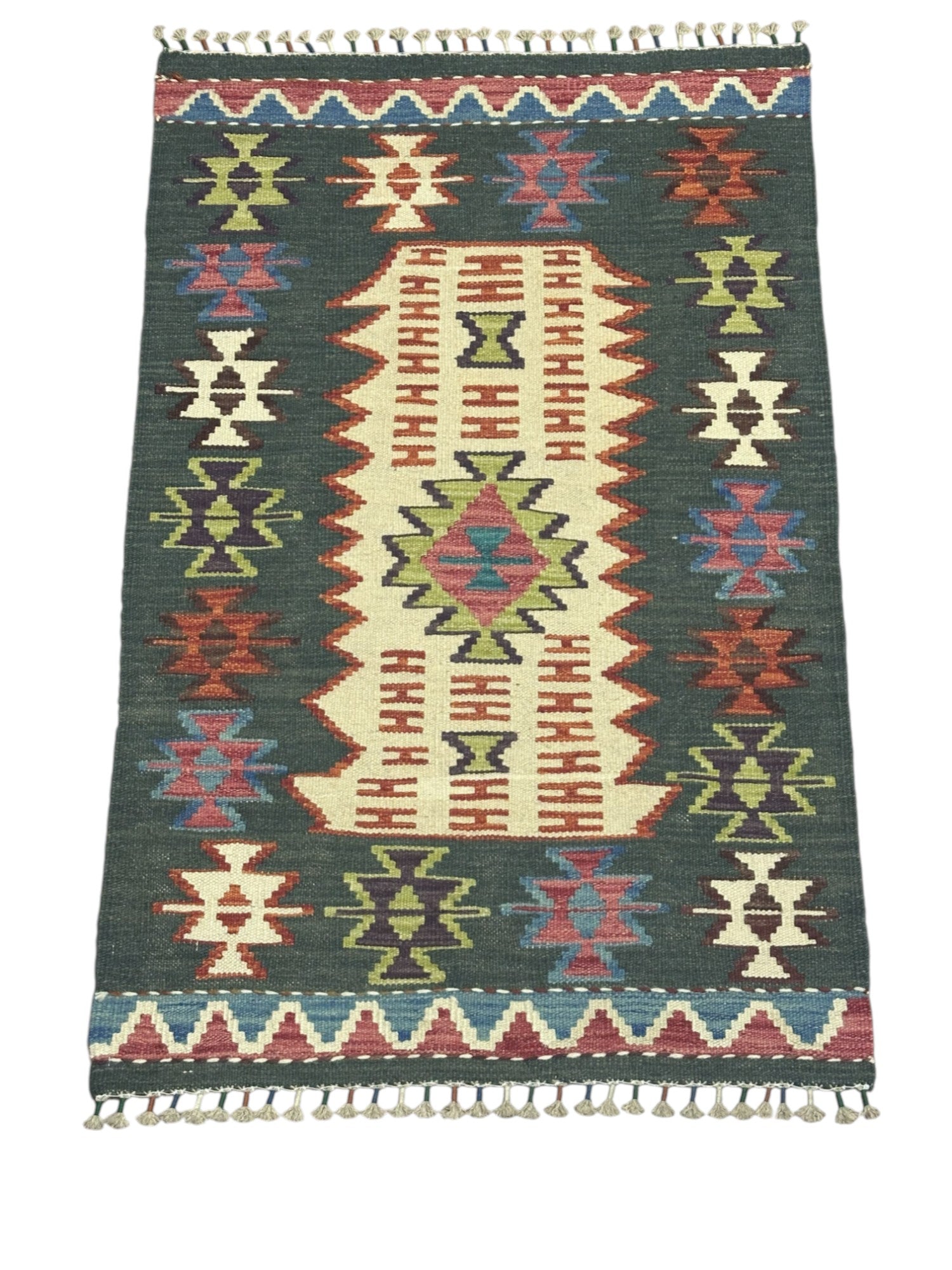 Hand-Woven Afghani Kilim Wool Rug 2'7" x 4'1"