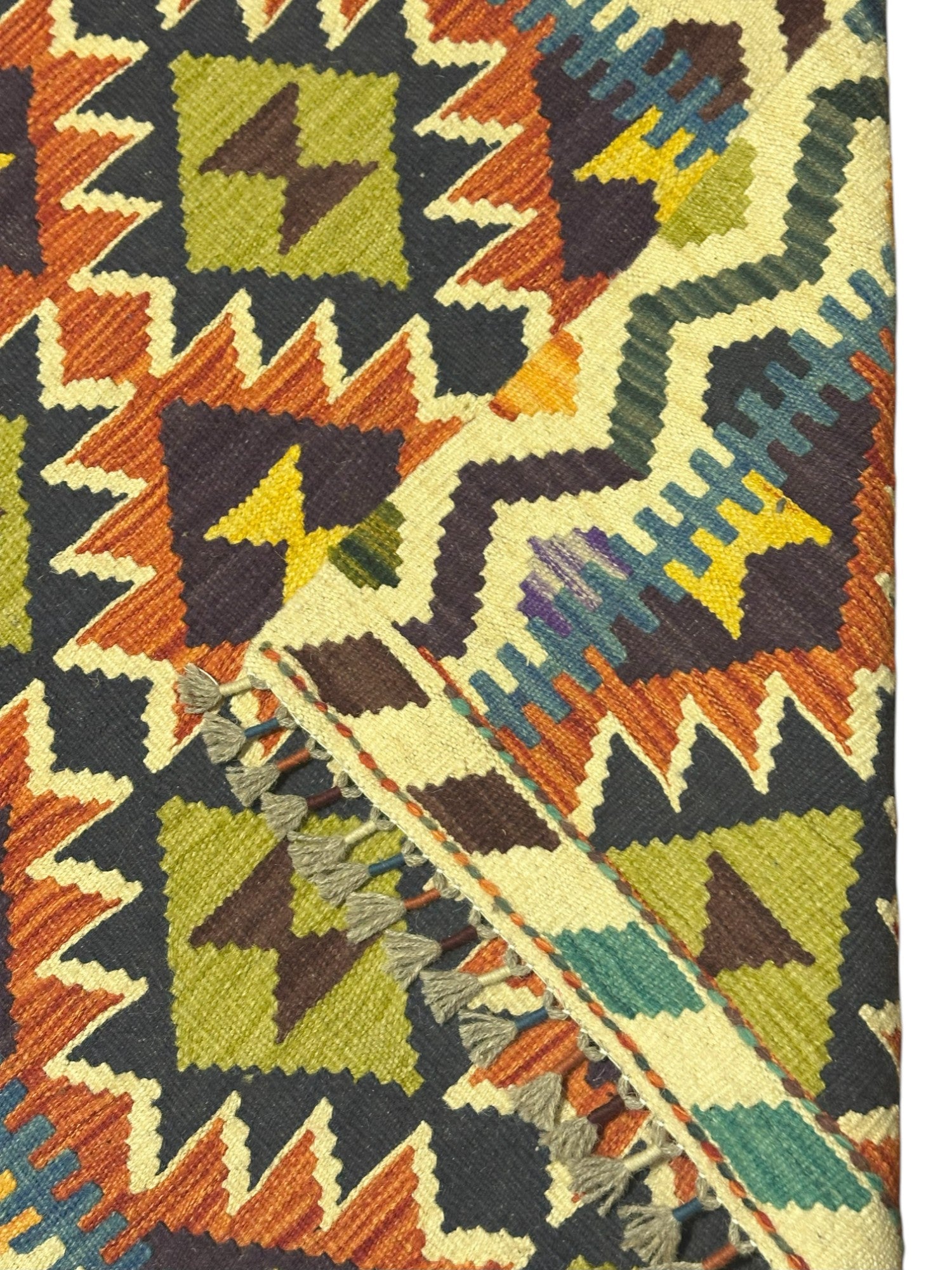 Hand-Woven Afghani Kilim Wool Rug 2'7" x 4'1"