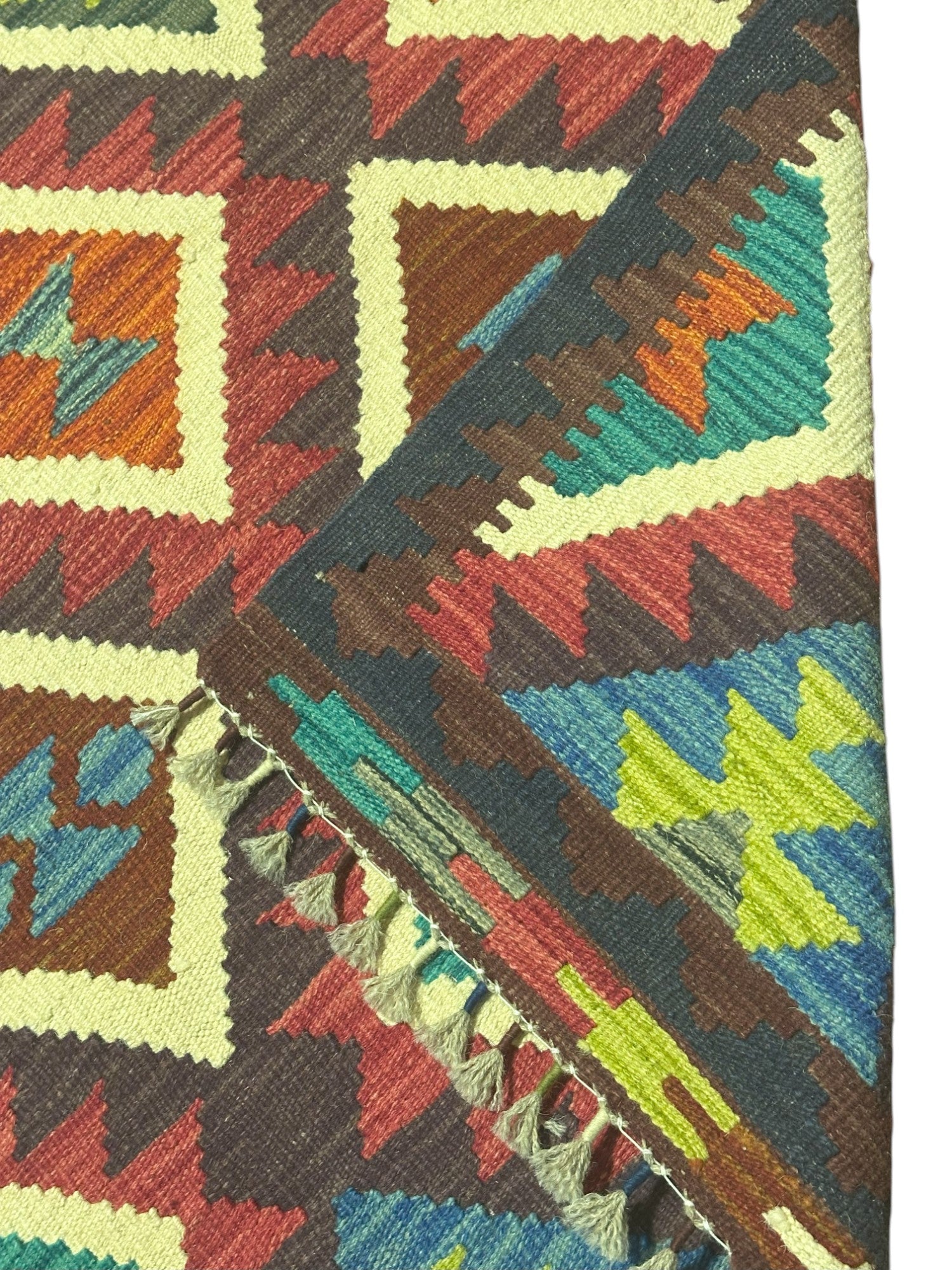 Hand-Woven Afghani Kilim Wool Rug 2'7" x 4'4"