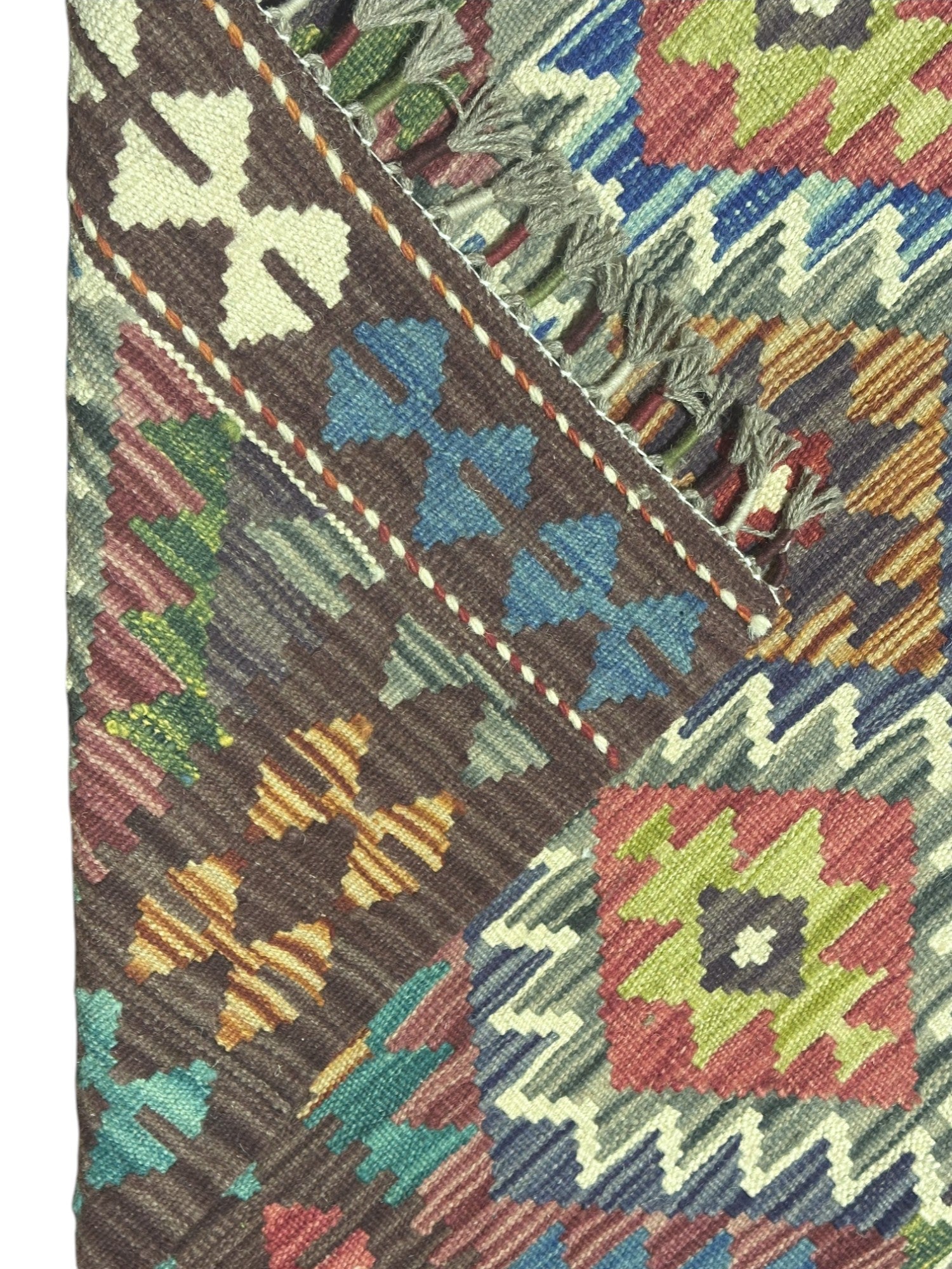 Hand-Woven Afghani Kilim Wool Rug 2'9" x 4'2"