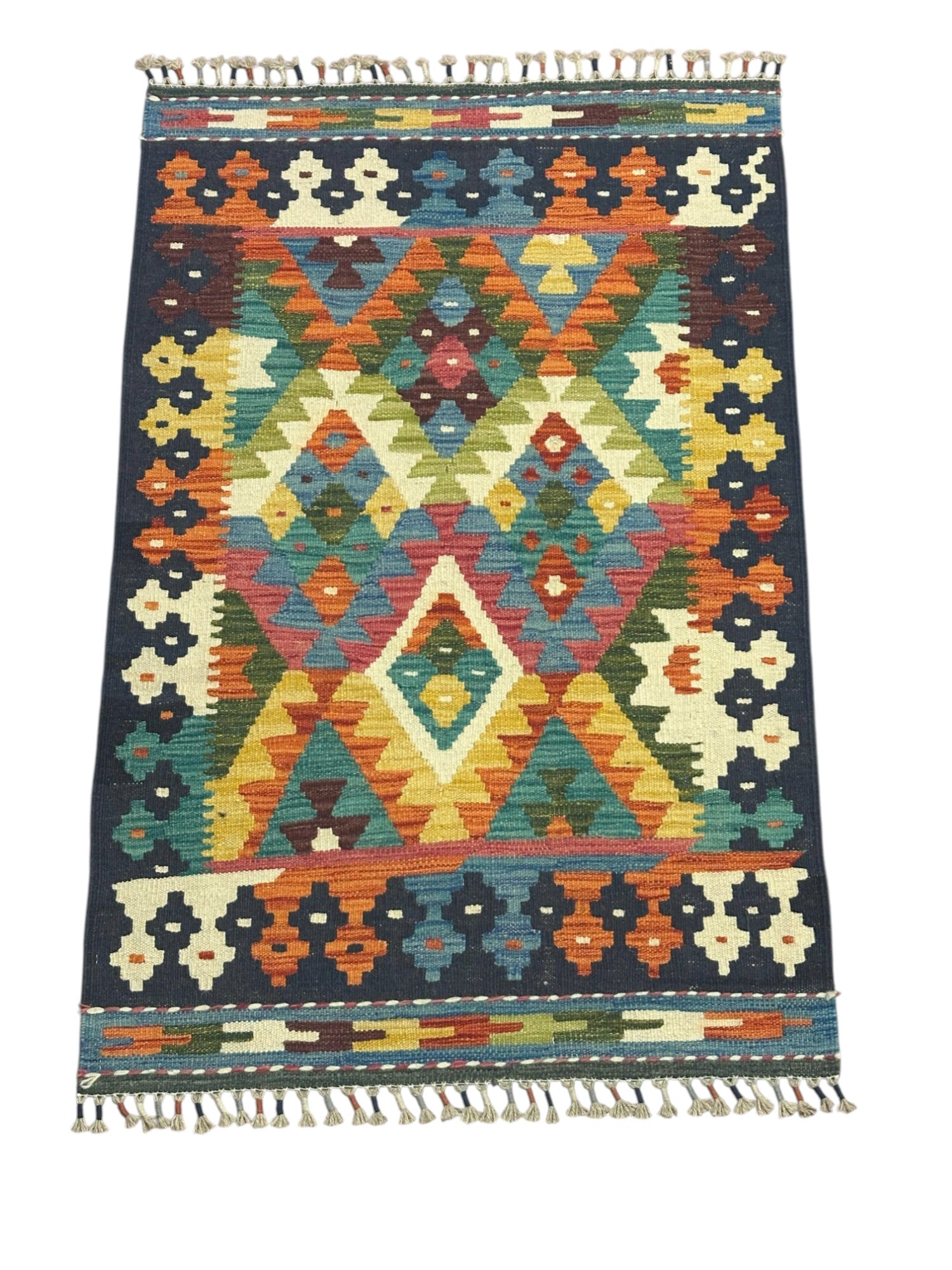 Hand-Woven Afghani Kilim Wool Rug 2'9" x 4'2"