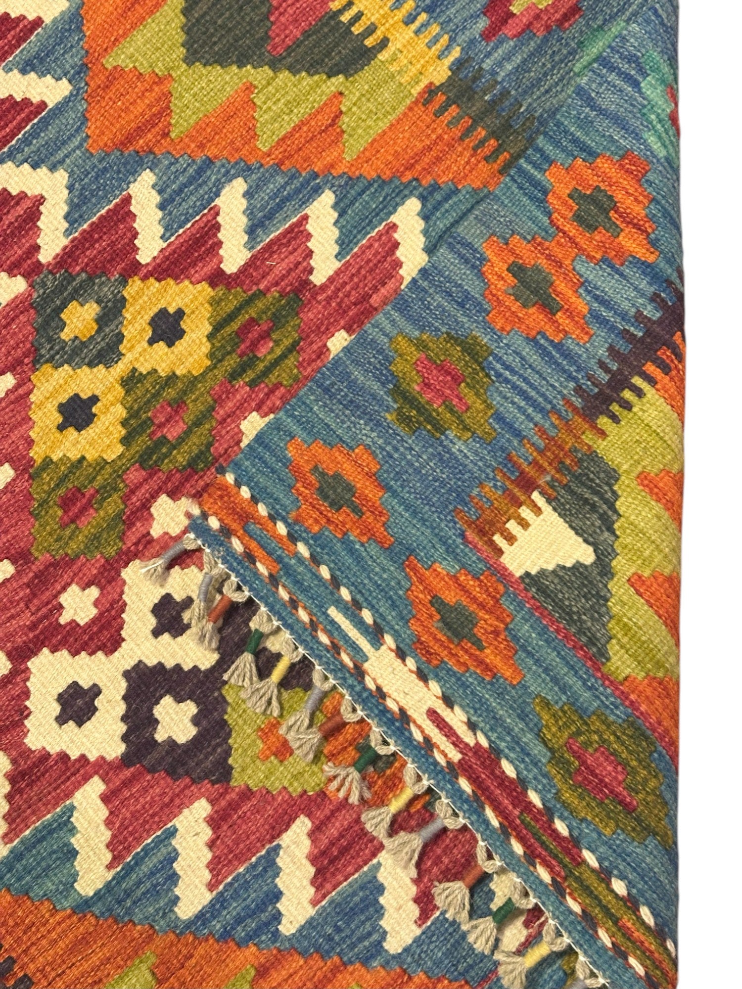 Hand-Woven Afghani Kilim Wool Rug 2'10" x 4'6"