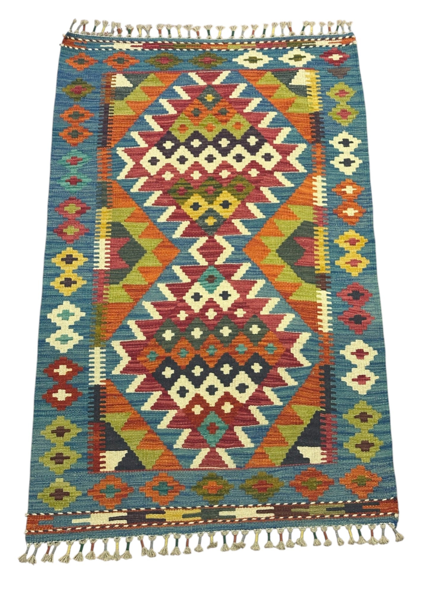 Hand-Woven Afghani Kilim Wool Rug 2'10" x 4'6"