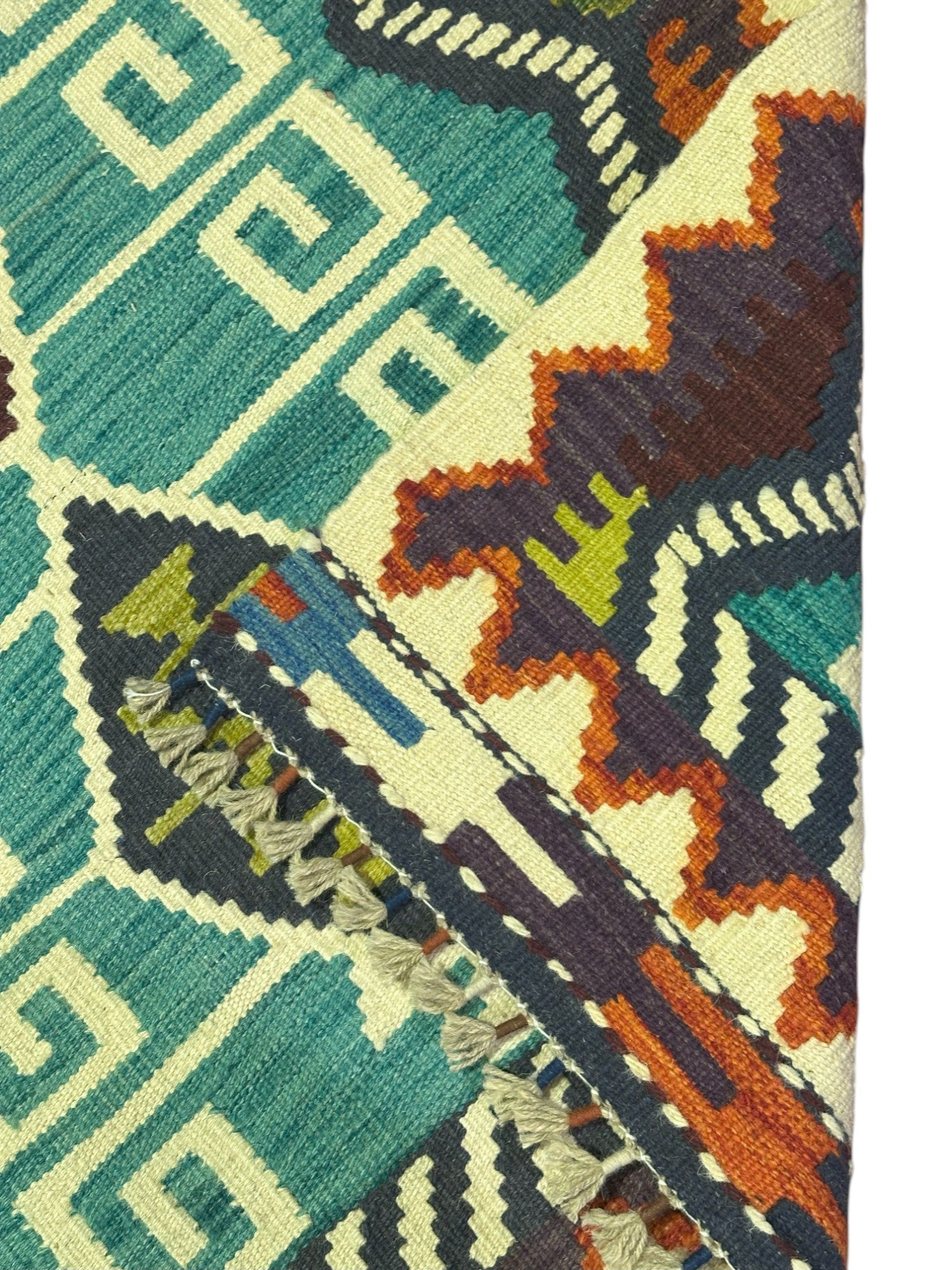 Hand-Woven Afghani Kilim Wool Rug 2'10" x 4'7"