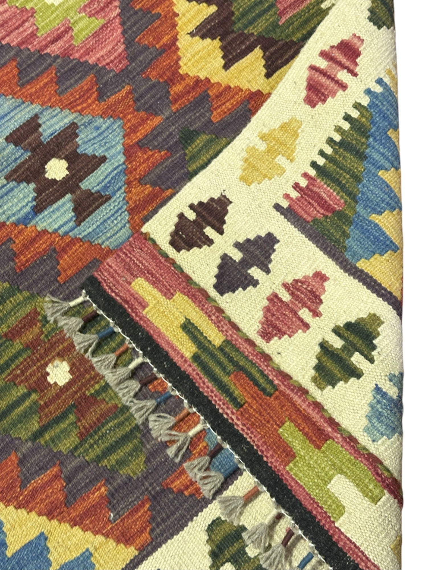 Hand-Woven Afghani Kilim Wool Rug 2'9" x 4'10"