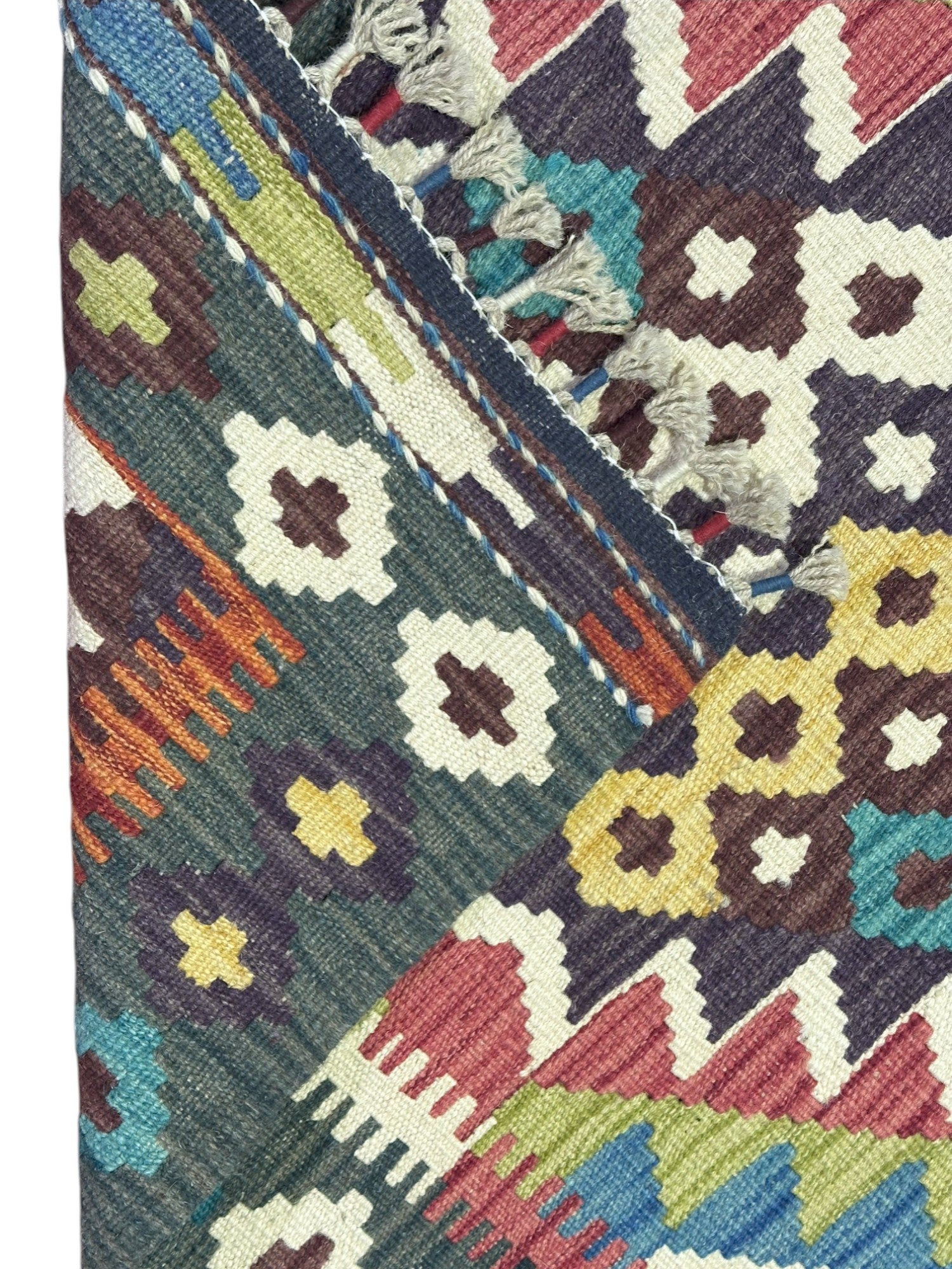 Hand-Woven Afghani Kilim Wool Rug 2'10" x 4'6"