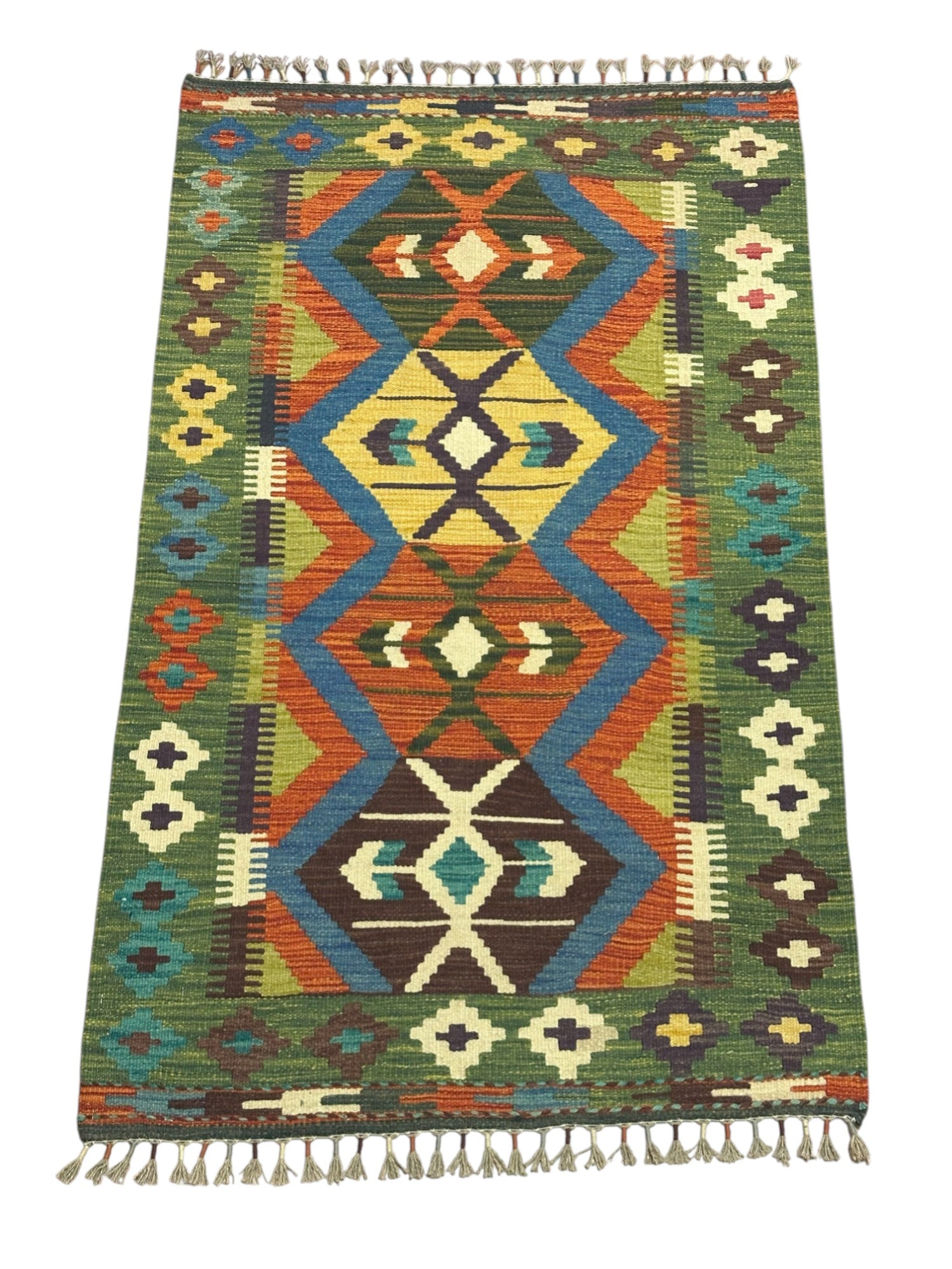 Hand-Woven Afghani Kilim Wool Rug 2'9" x 4'5"