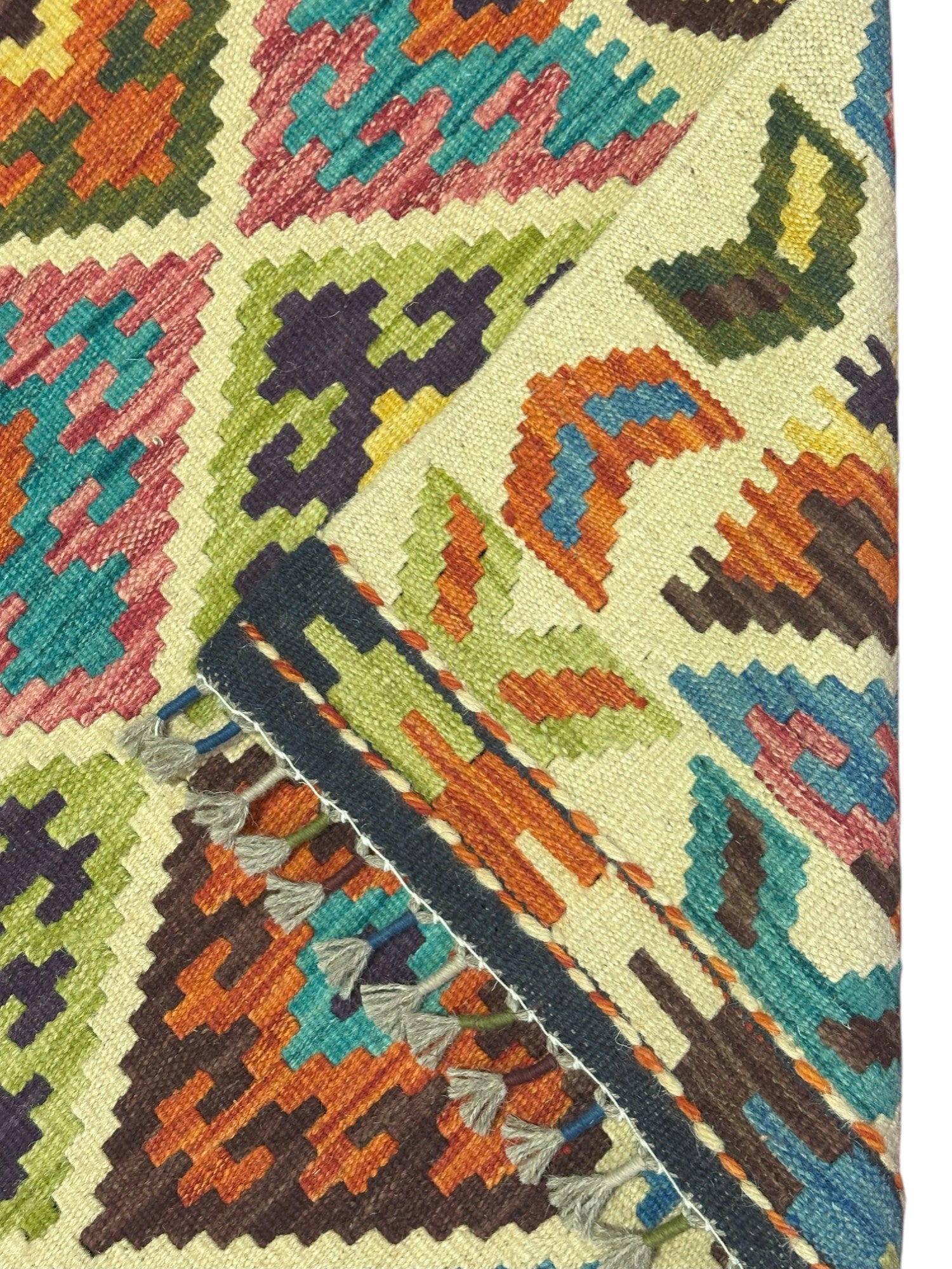Hand-Woven Afghani Kilim Wool Rug 2'9" x 4'
