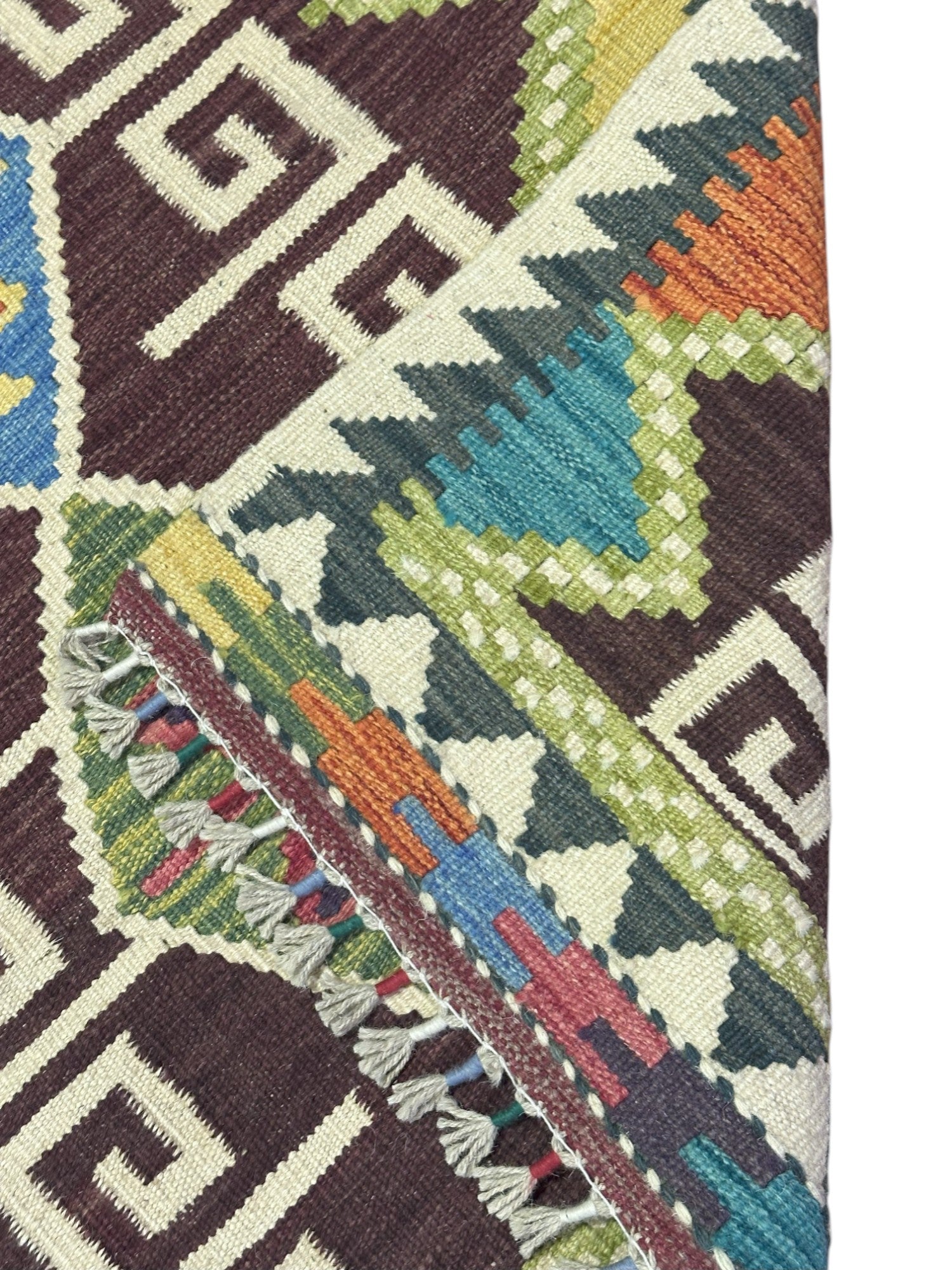 Hand-Woven Afghani Kilim Wool Rug 2'9" x 4'6"