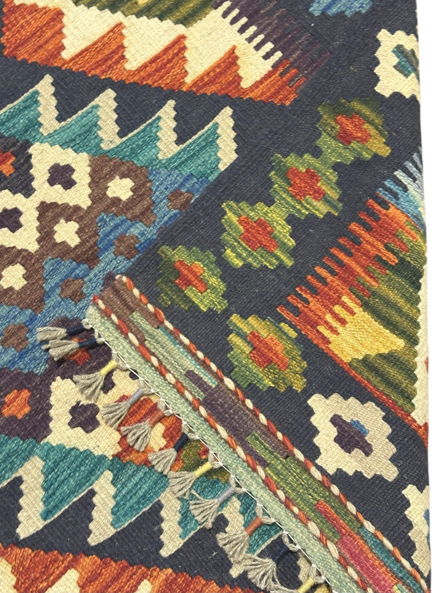 Hand-Woven Afghani Kilim Wool Rug 2'9" x 4'4"