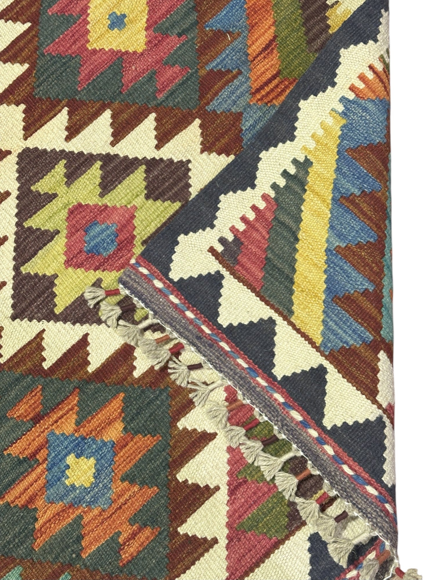 Hand-Woven Afghani Kilim Wool Rug 2'9" x 4'