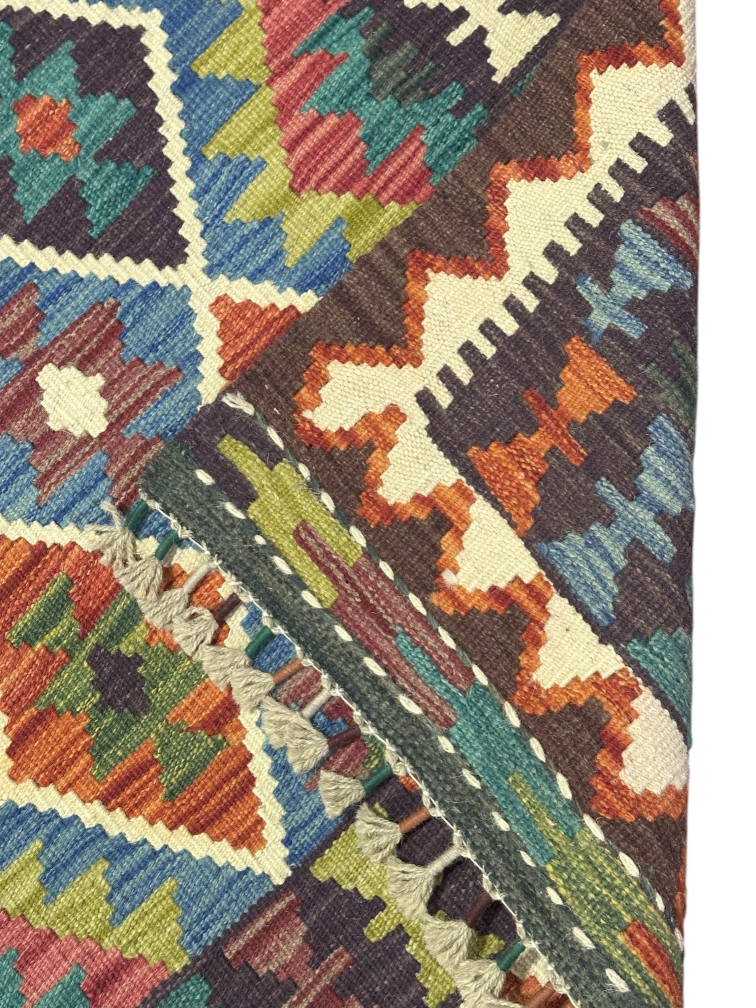 Hand-Woven Afghani Kilim Wool Rug 2'9" x 4'1"