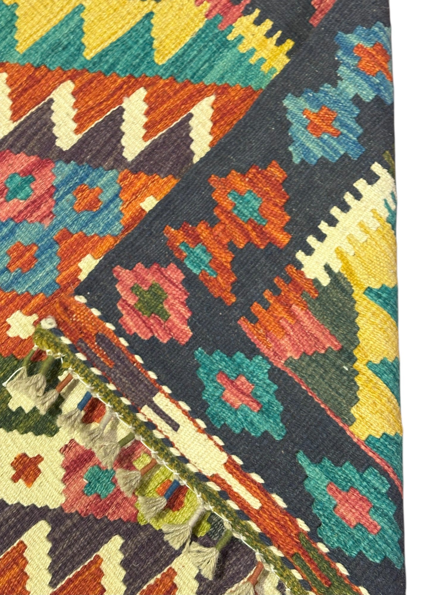 Hand-Woven Afghani Kilim Wool Rug 2'9" x 4'6"