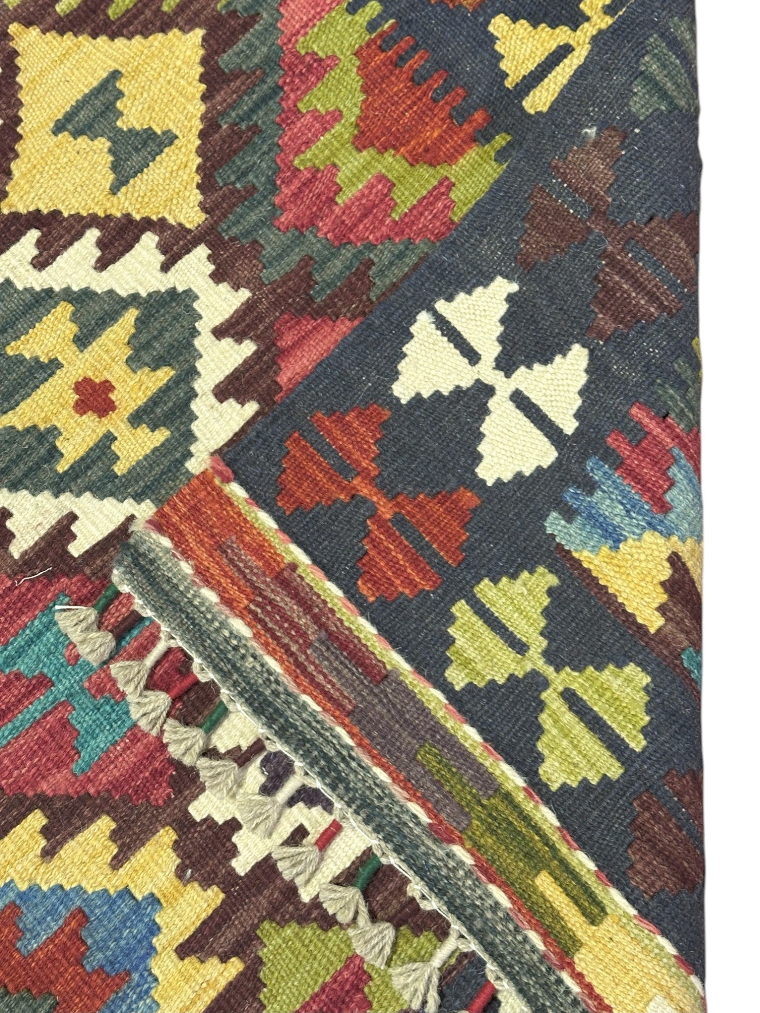 Hand-Woven Afghani Kilim Wool Rug 2'8" x 4'1"
