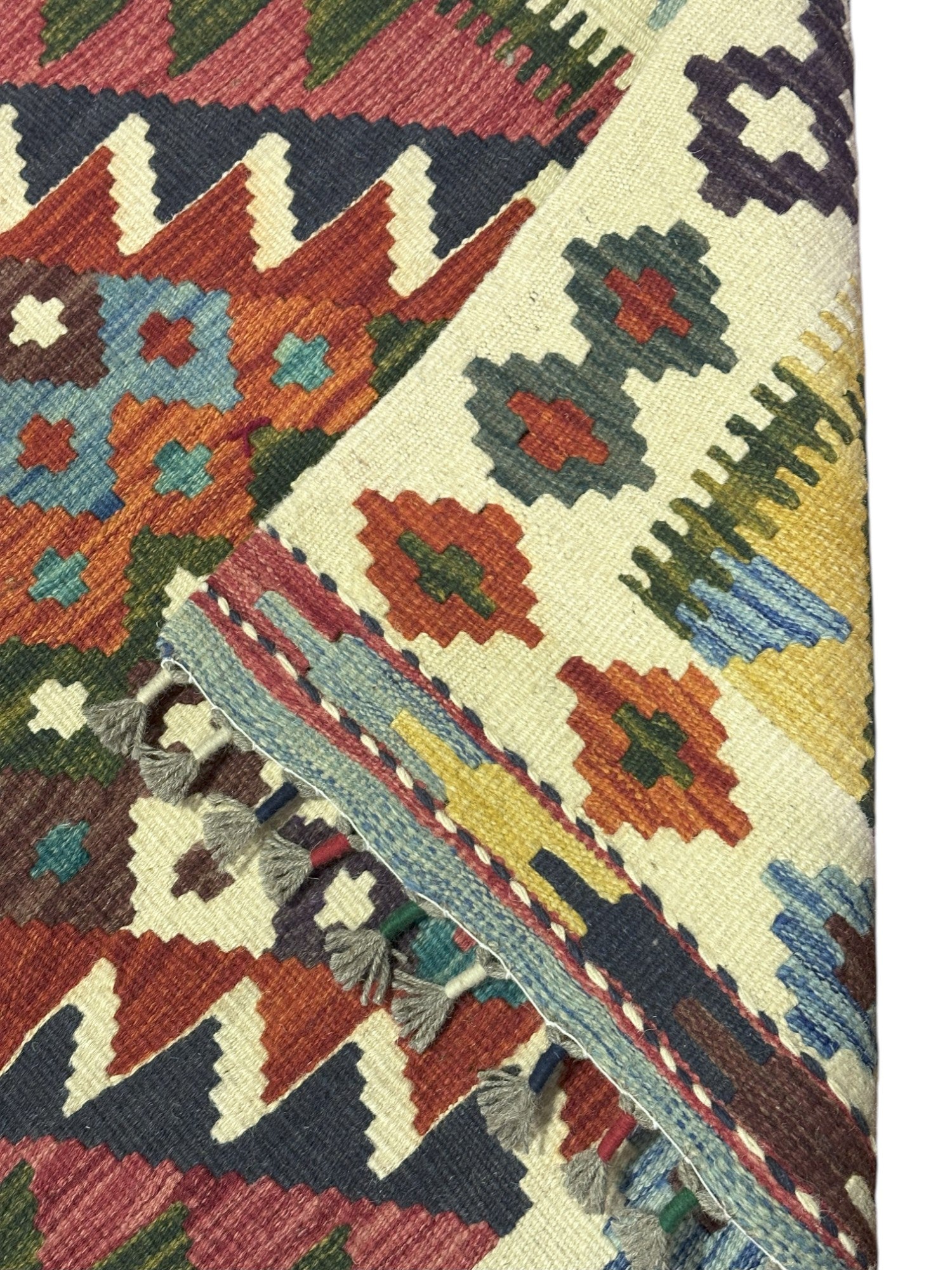 Hand-Woven Afghani Kilim Wool Rug 2'9" x 4'4"