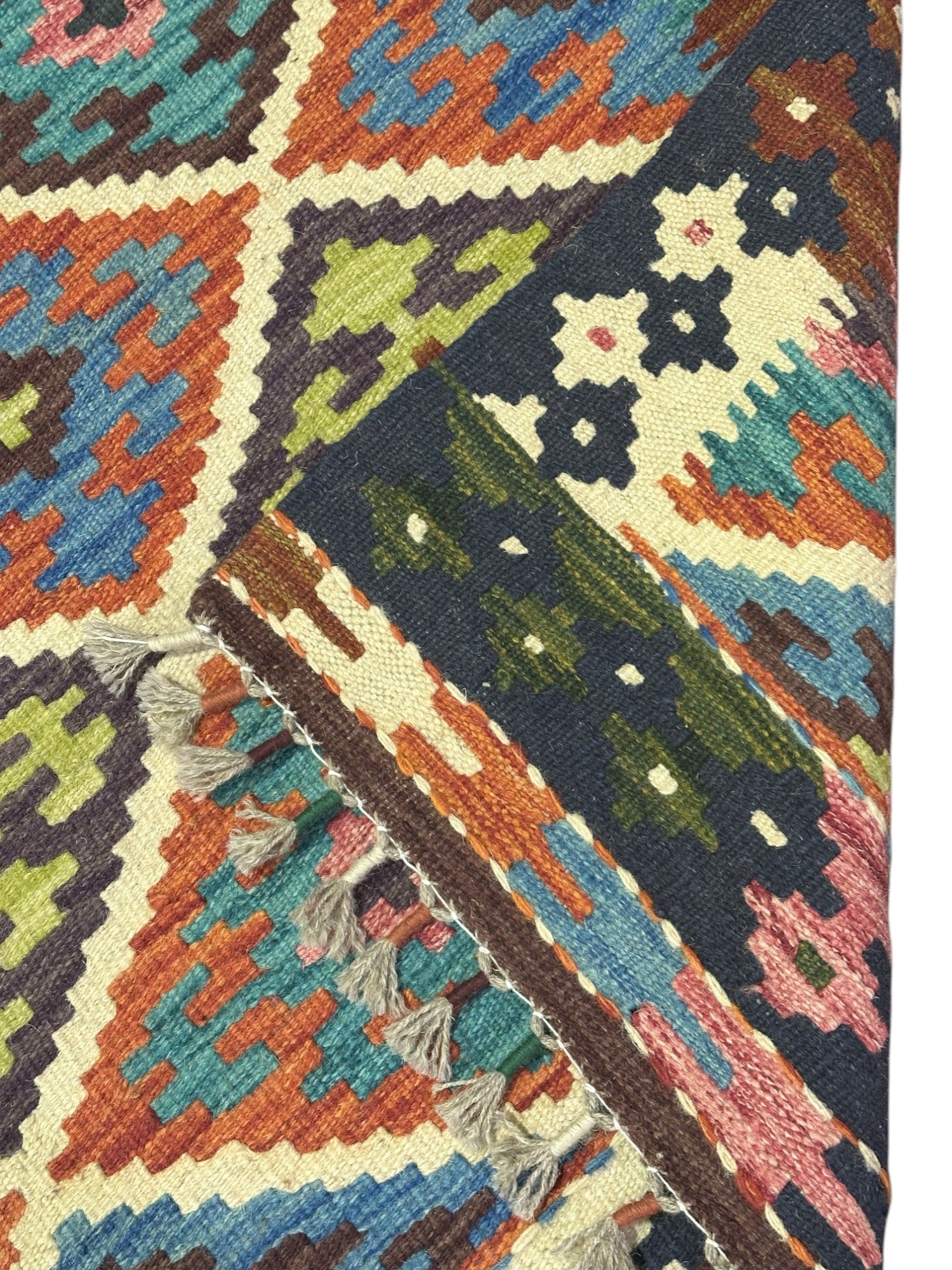 Hand-Woven Afghani Kilim Wool Rug 2'9" x 4'2"