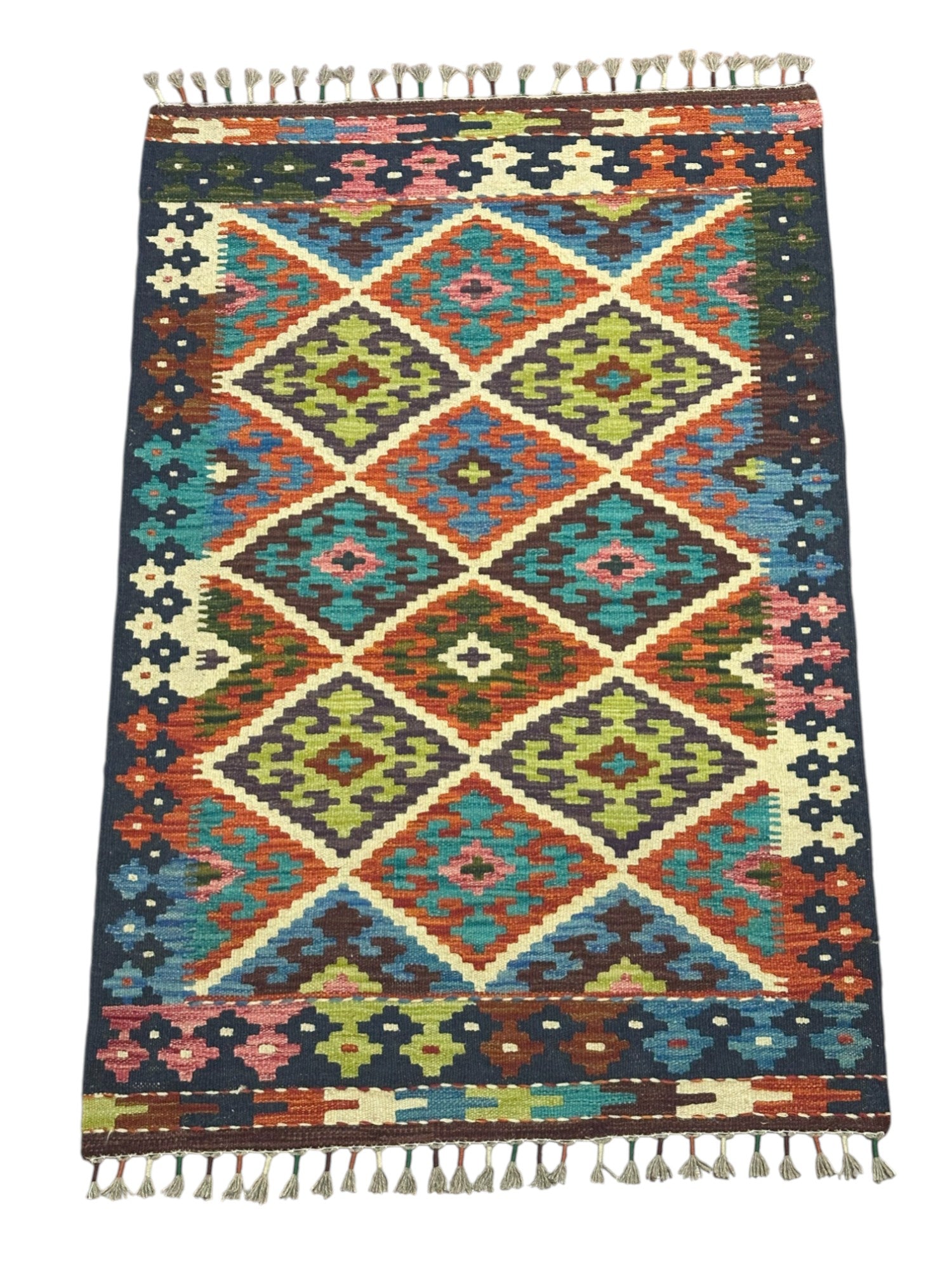 Hand-Woven Afghani Kilim Wool Rug 2'9" x 4'2"