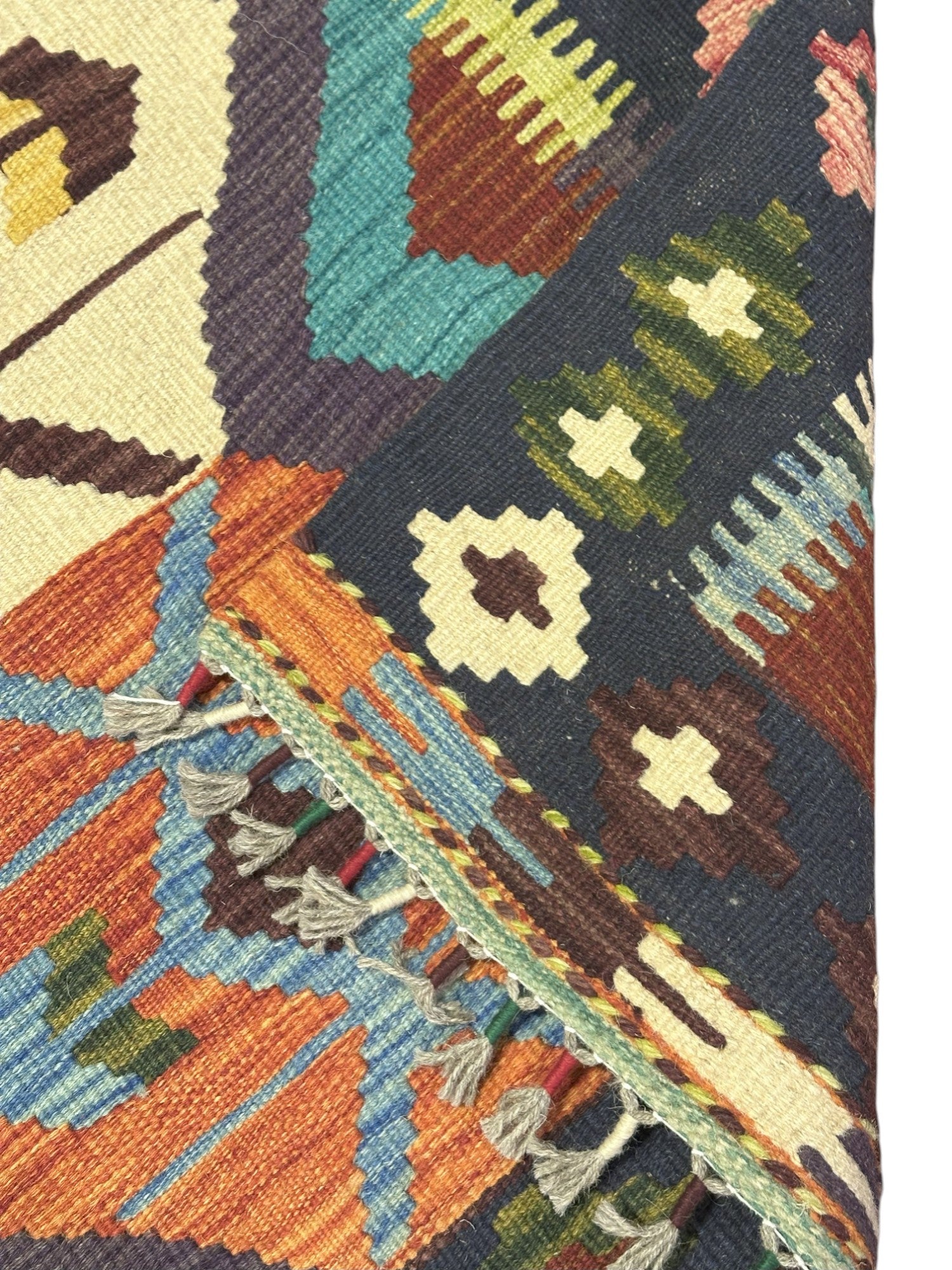 Hand-Woven Afghani Kilim Wool Rug 2'8" x 4'5"