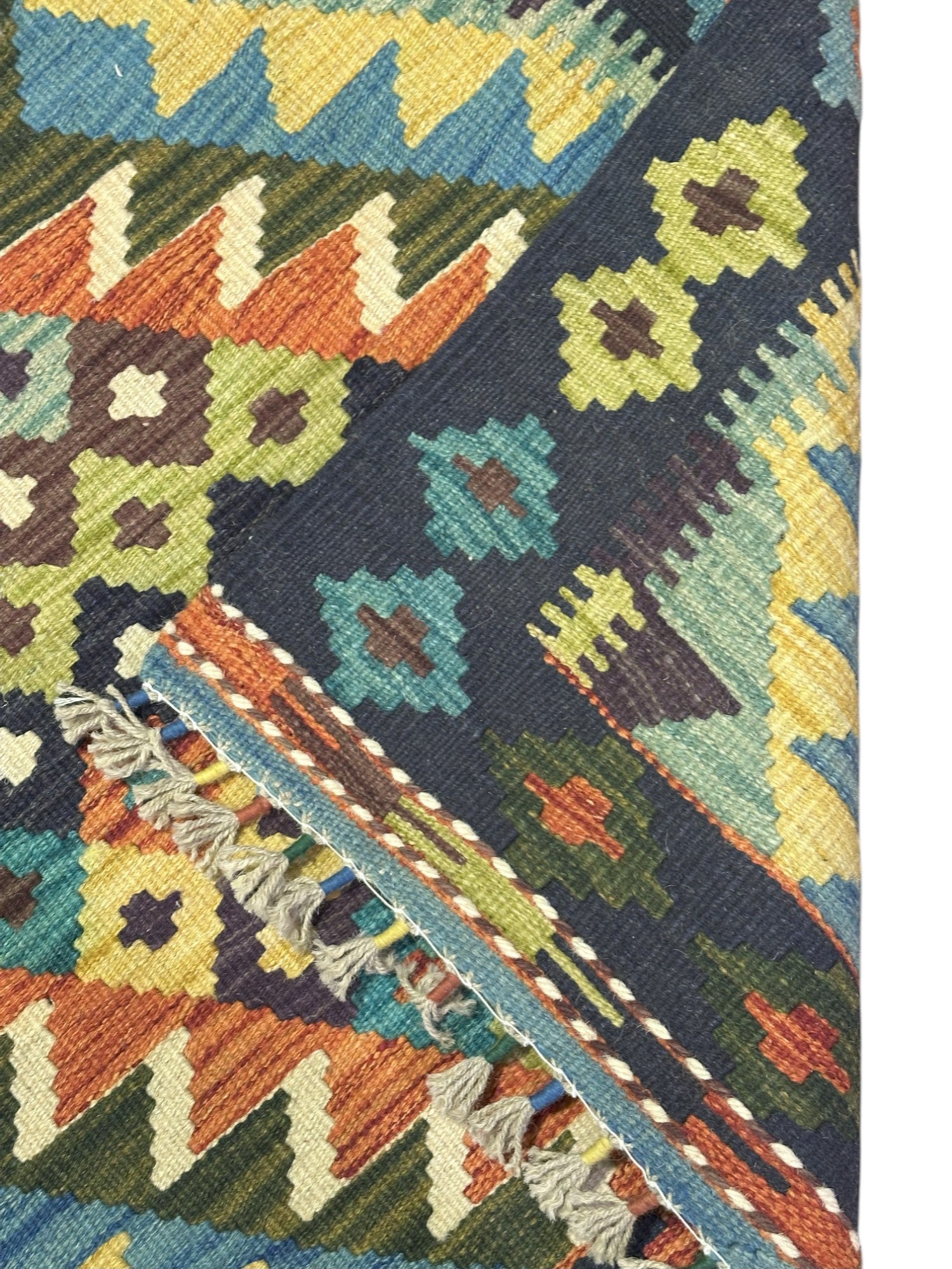 Hand-Woven Afghani Kilim Wool Rug 2'9" x 4'5"