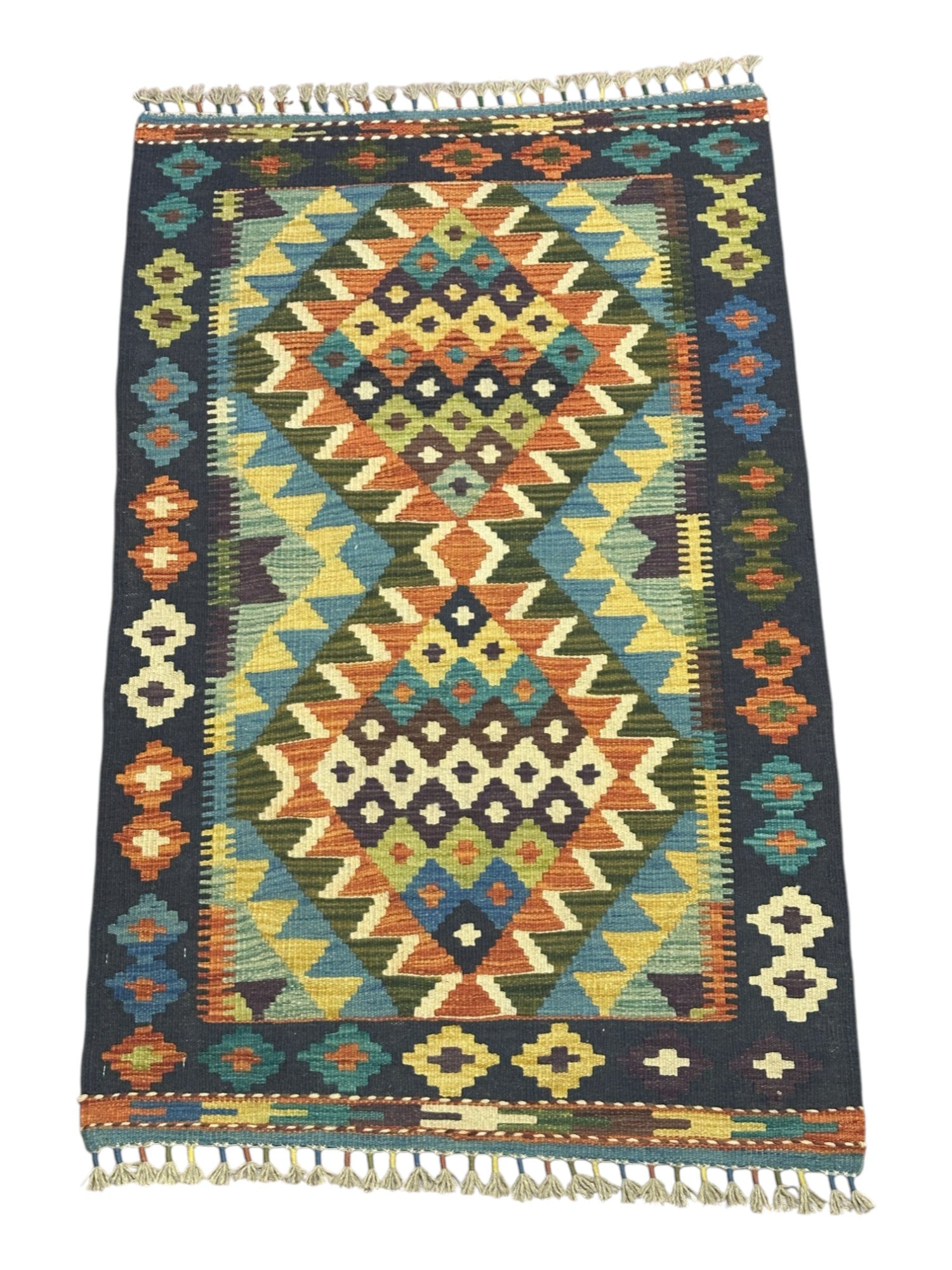 Hand-Woven Afghani Kilim Wool Rug 2'9" x 4'5"