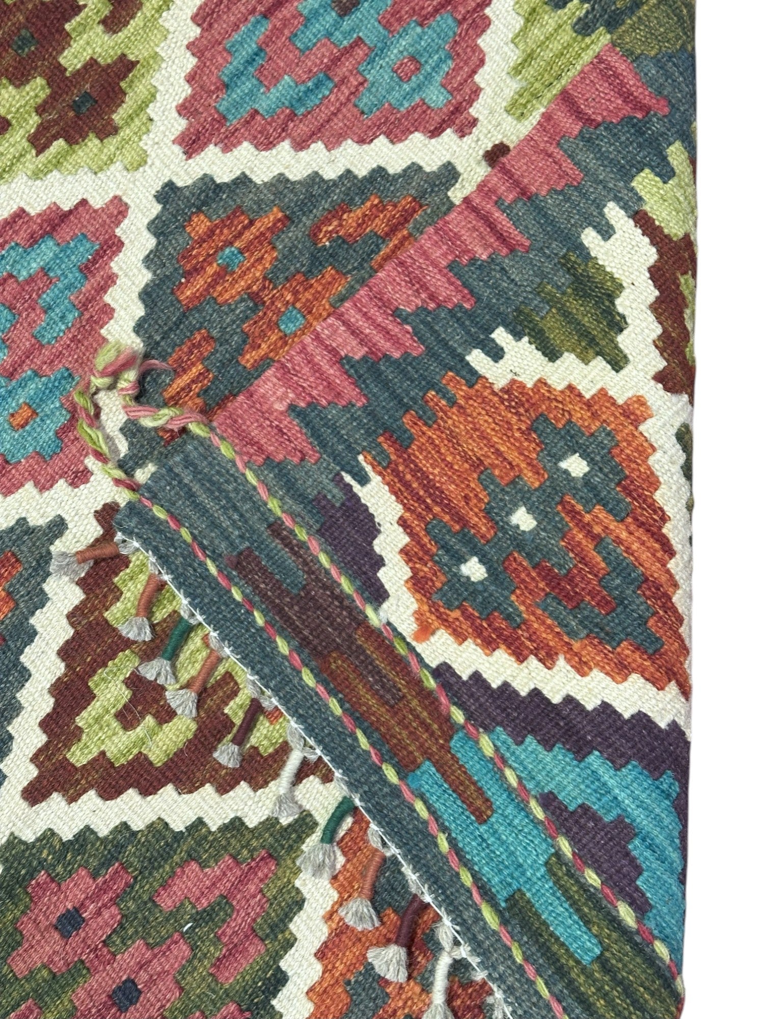 Hand-Woven Afghani Kilim Wool Rug 2'8" x 4'1"