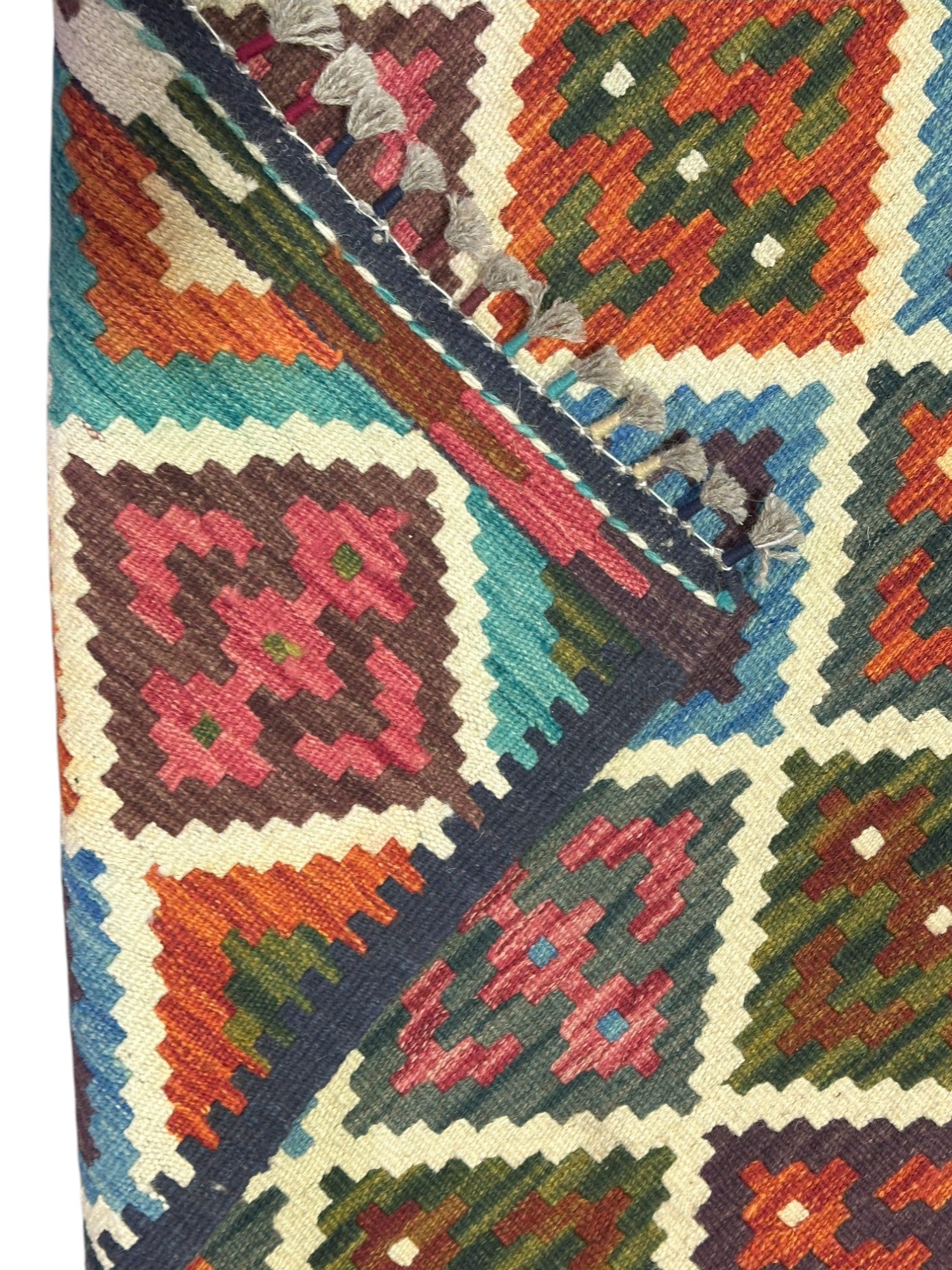 Hand-Woven Afghani Kilim Wool Rug 2'8" x 3'11"