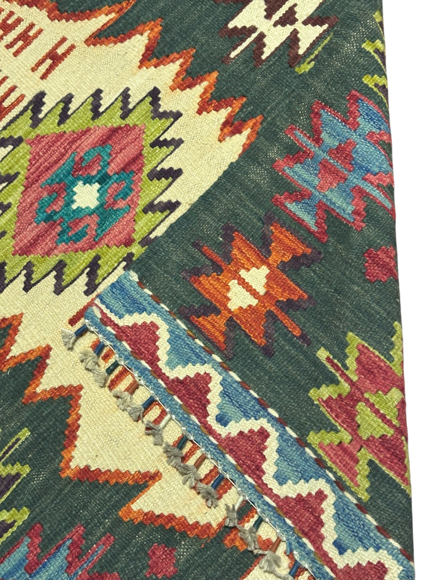 Hand-Woven Afghani Kilim Wool Rug 2'8" x 3'11"