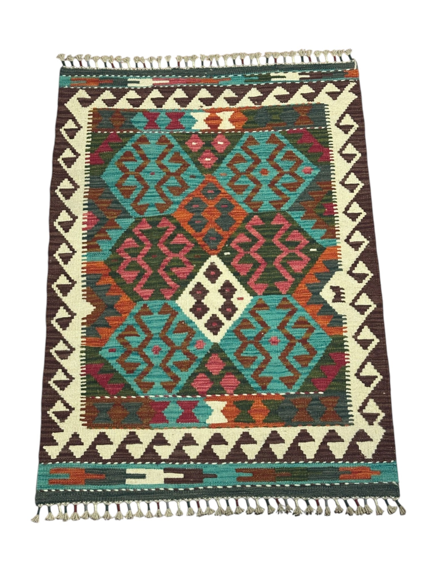 Hand-Woven Afghani Kilim Wool Rug 2'11" x 4'1"