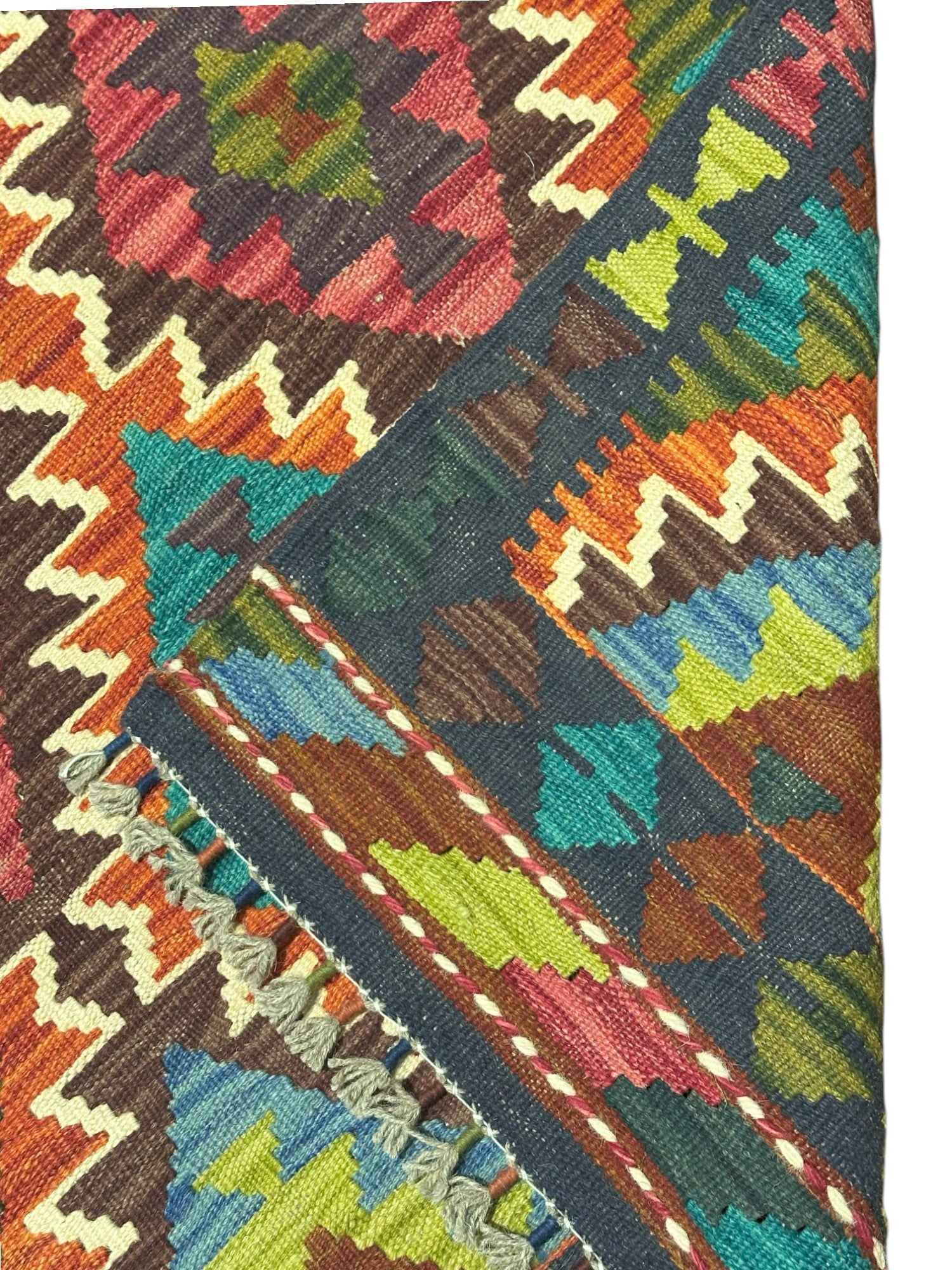 Hand-Woven Afghani Kilim Wool Rug 2'8" x 4'