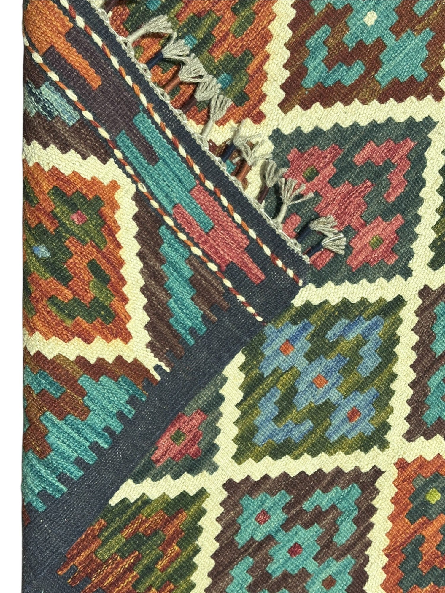 Hand-Woven Afghani Kilim Wool Rug 2'11" x 4'