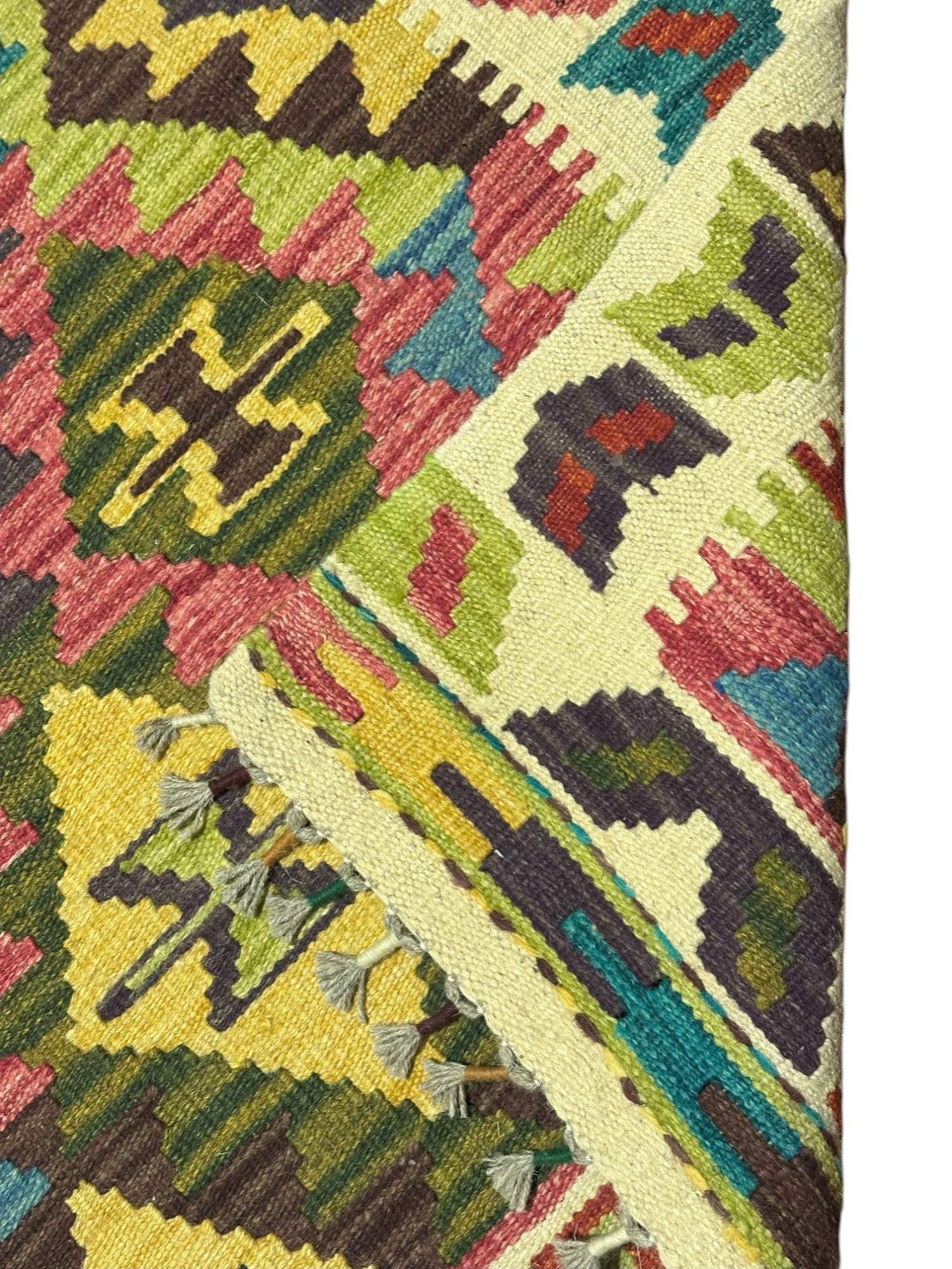 Hand-Woven Afghani Kilim Wool Rug 2'10" x 3'10"