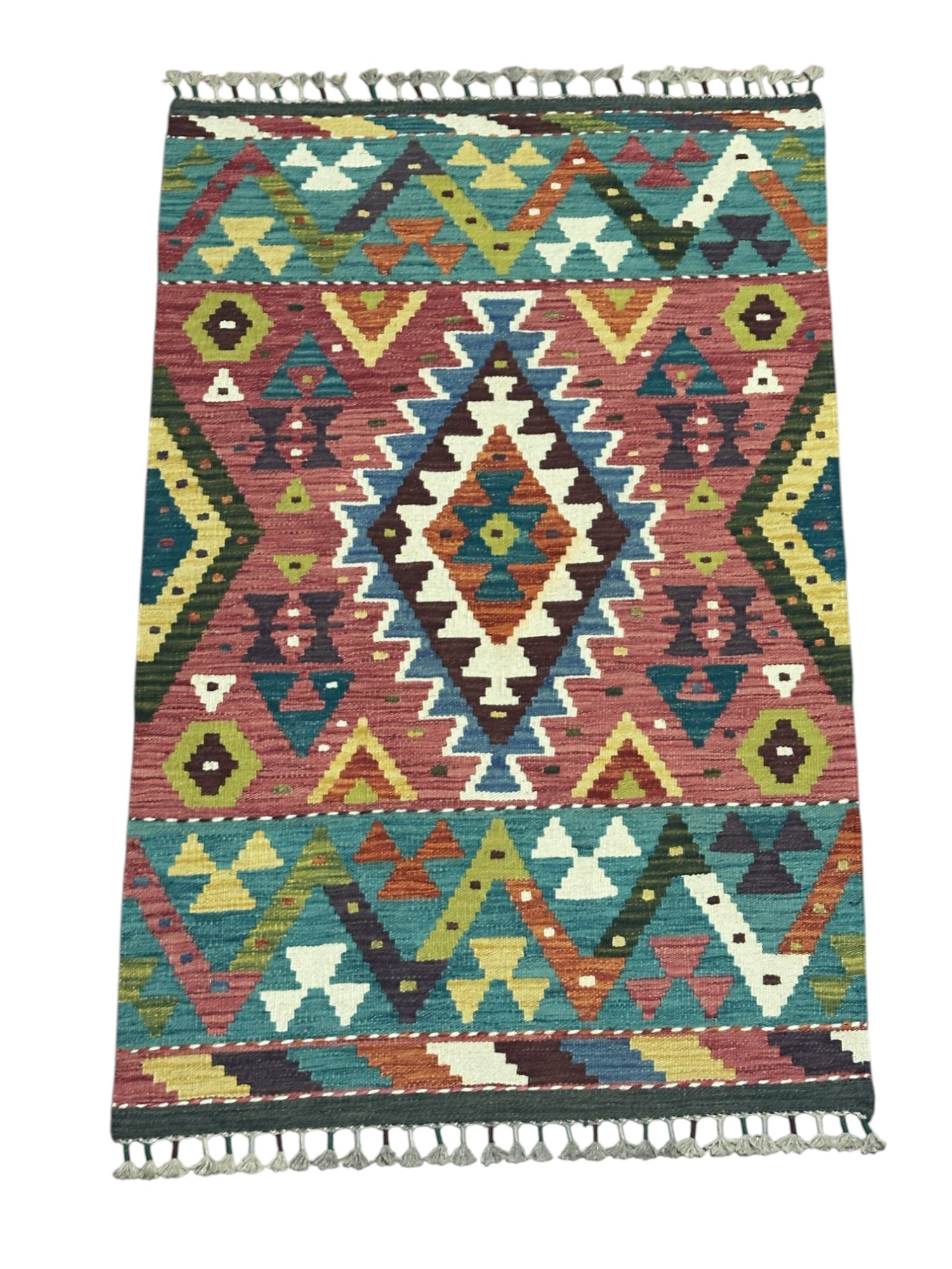Hand-Woven Afghani Kilim Wool Rug 2'9" x 4'3"