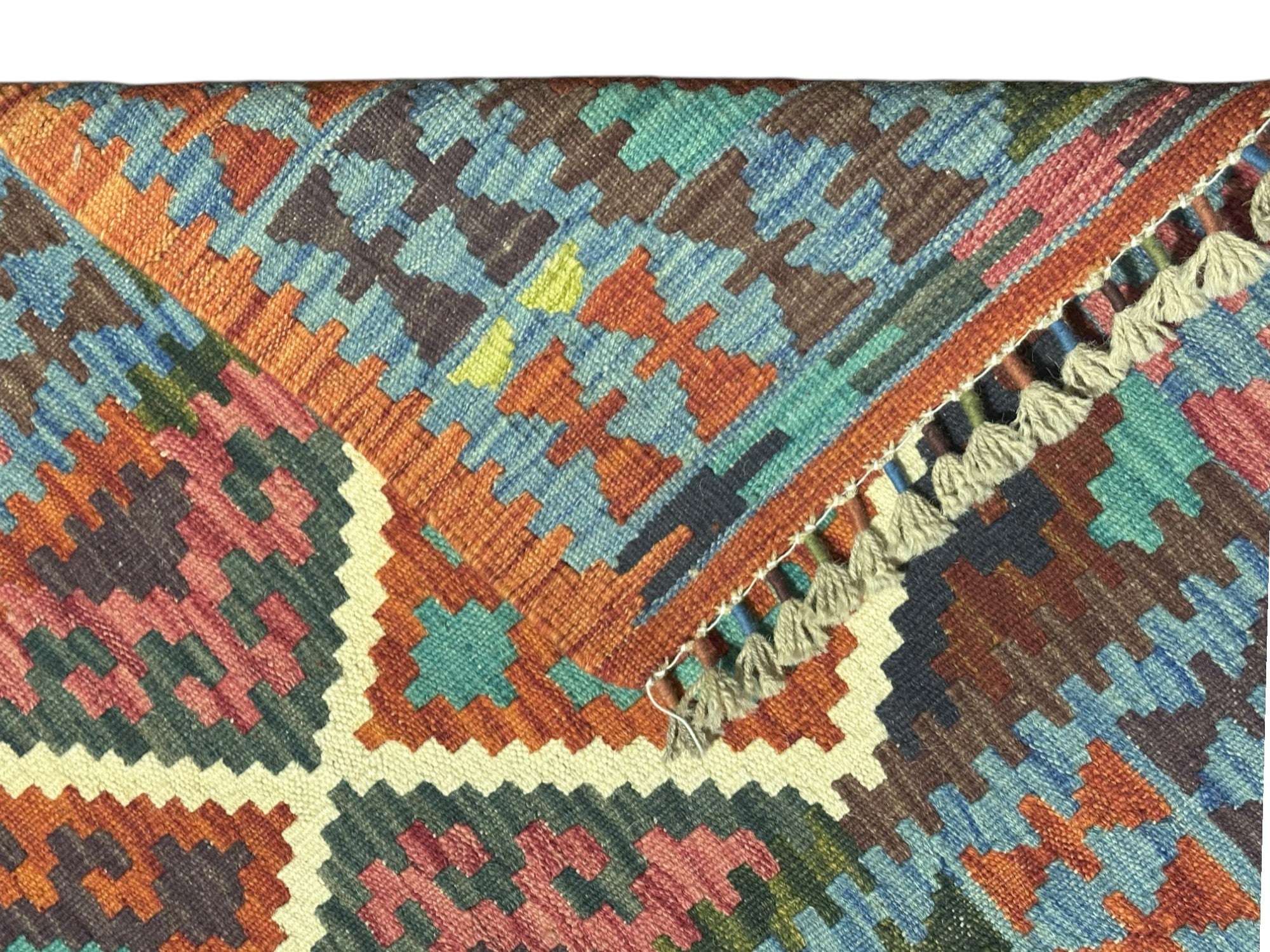 Hand-Woven Afghani Kilim Wool Rug 2'4" x 8'2"