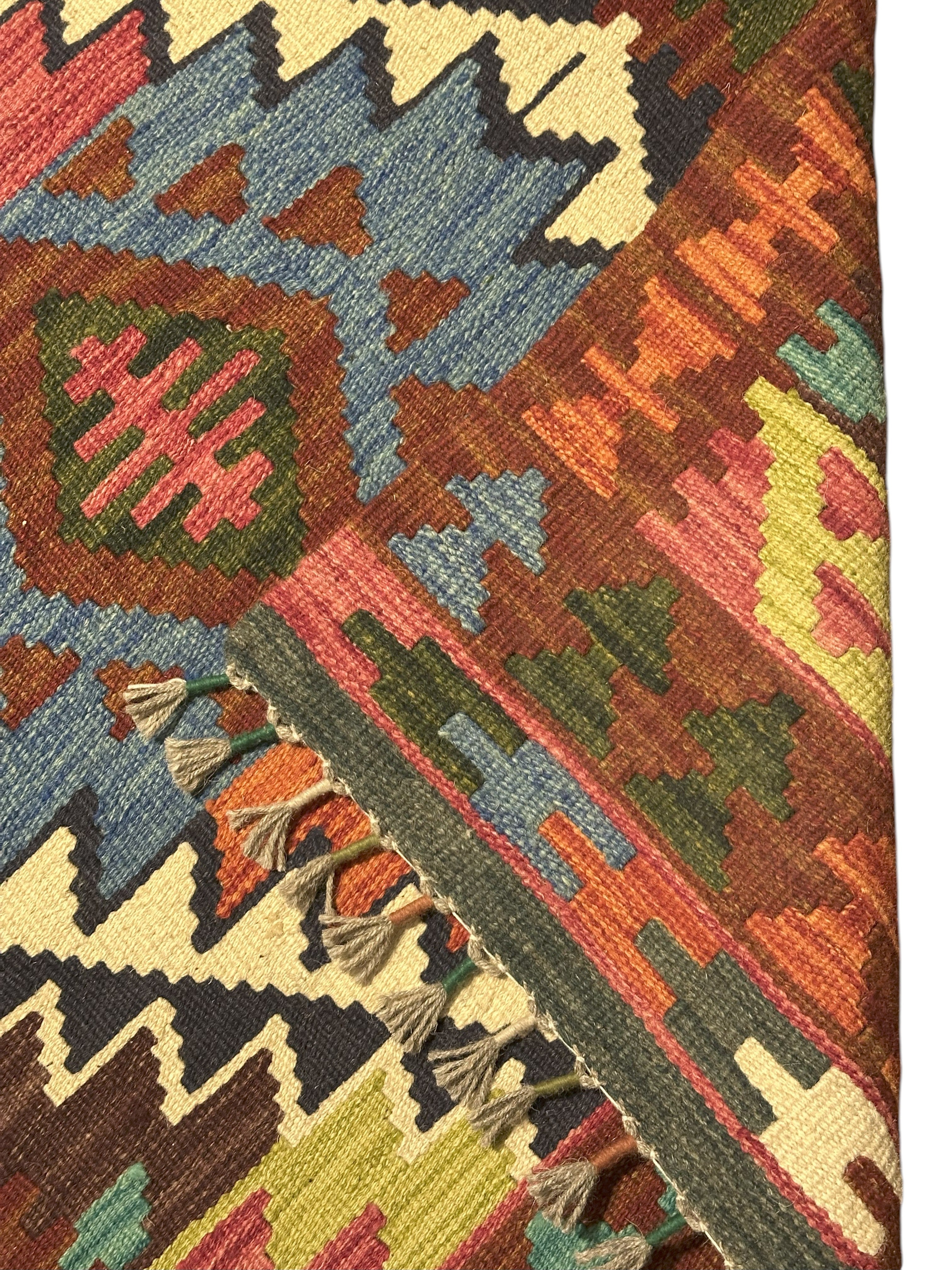 Hand-Woven Afghani Kilim Wool Rug 2'1" x 6'8"
