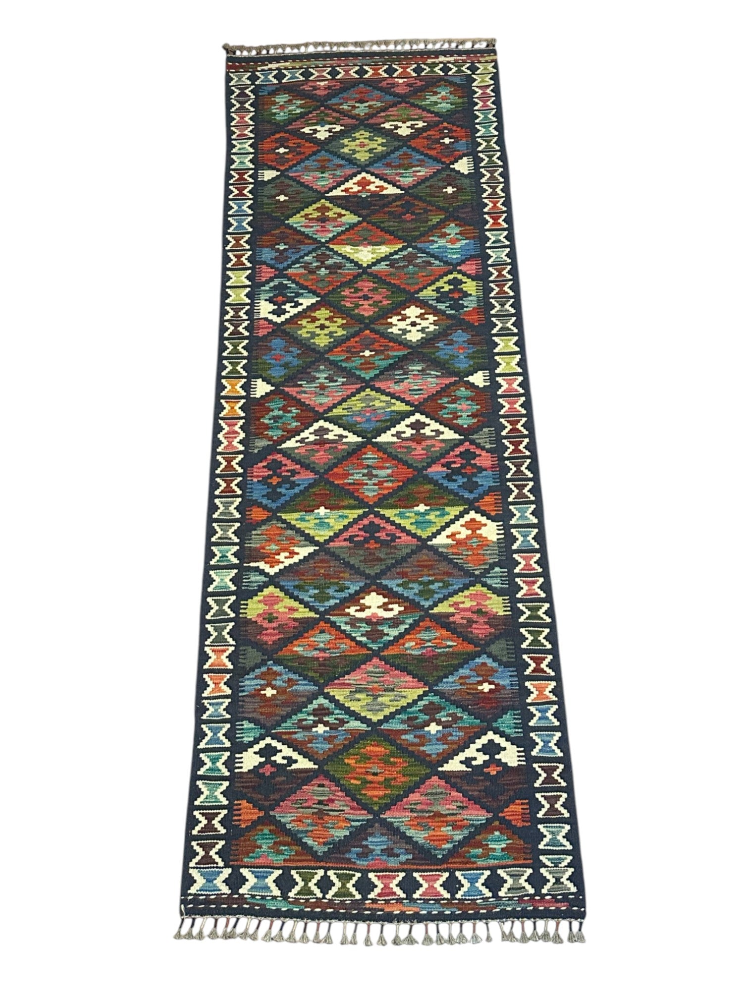 Hand-Woven Afghani Kilim Wool Rug 2'7" x 7'11"
