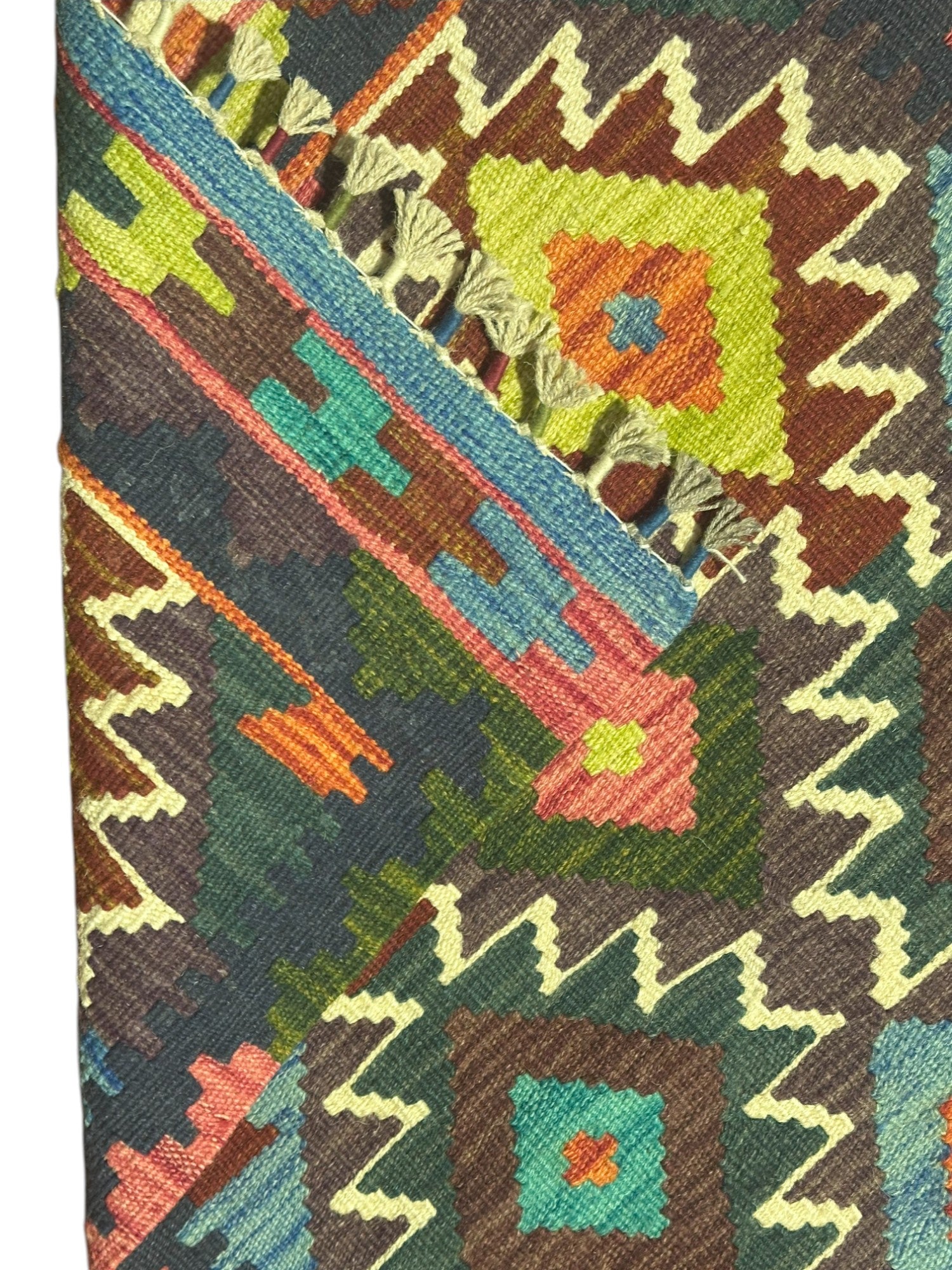 Hand-Woven Afghani Kilim Wool Rug 2'4" x 6'6"