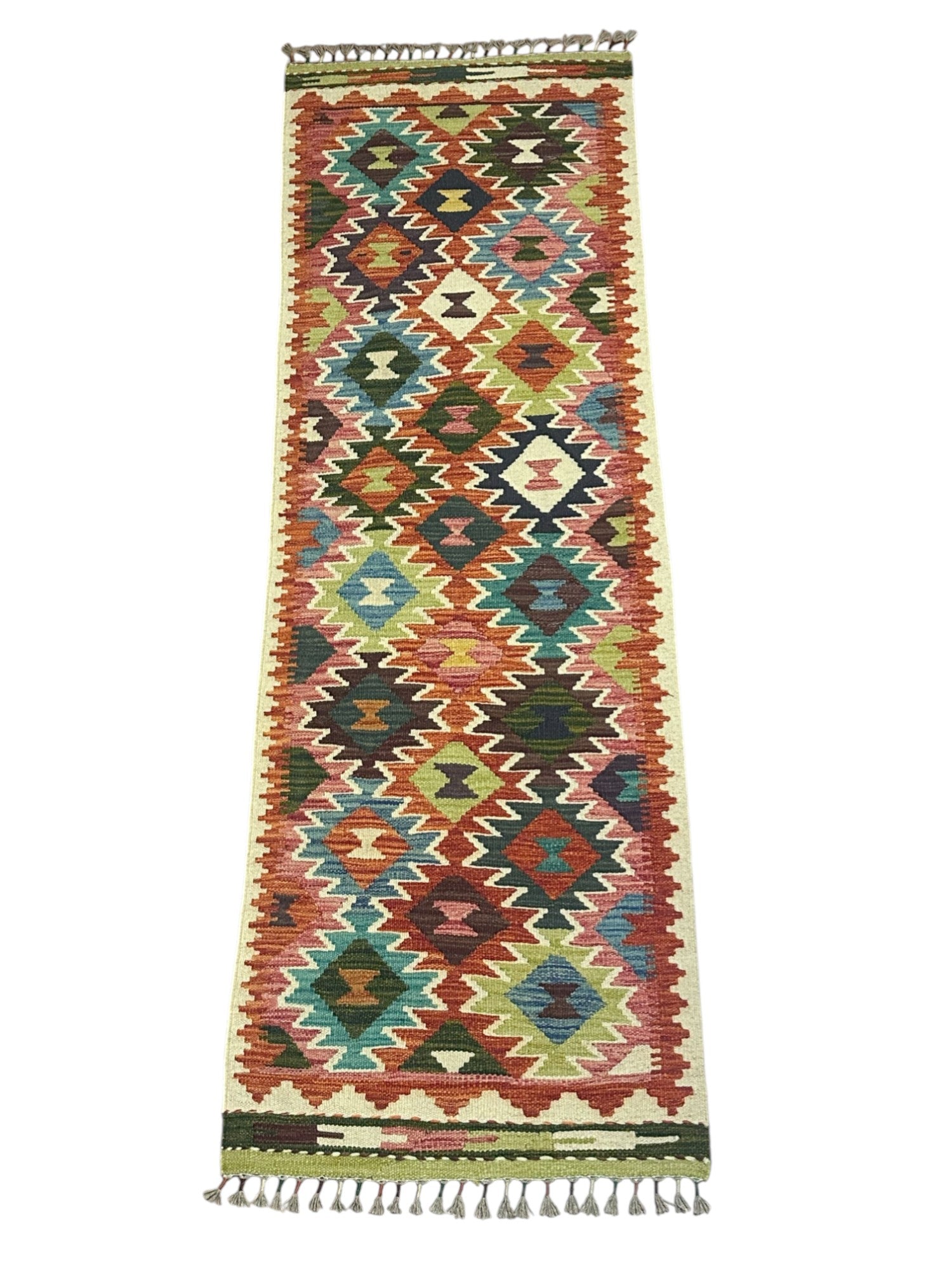 Hand-Woven Afghani Kilim Wool Rug 2'1" x 6'7"