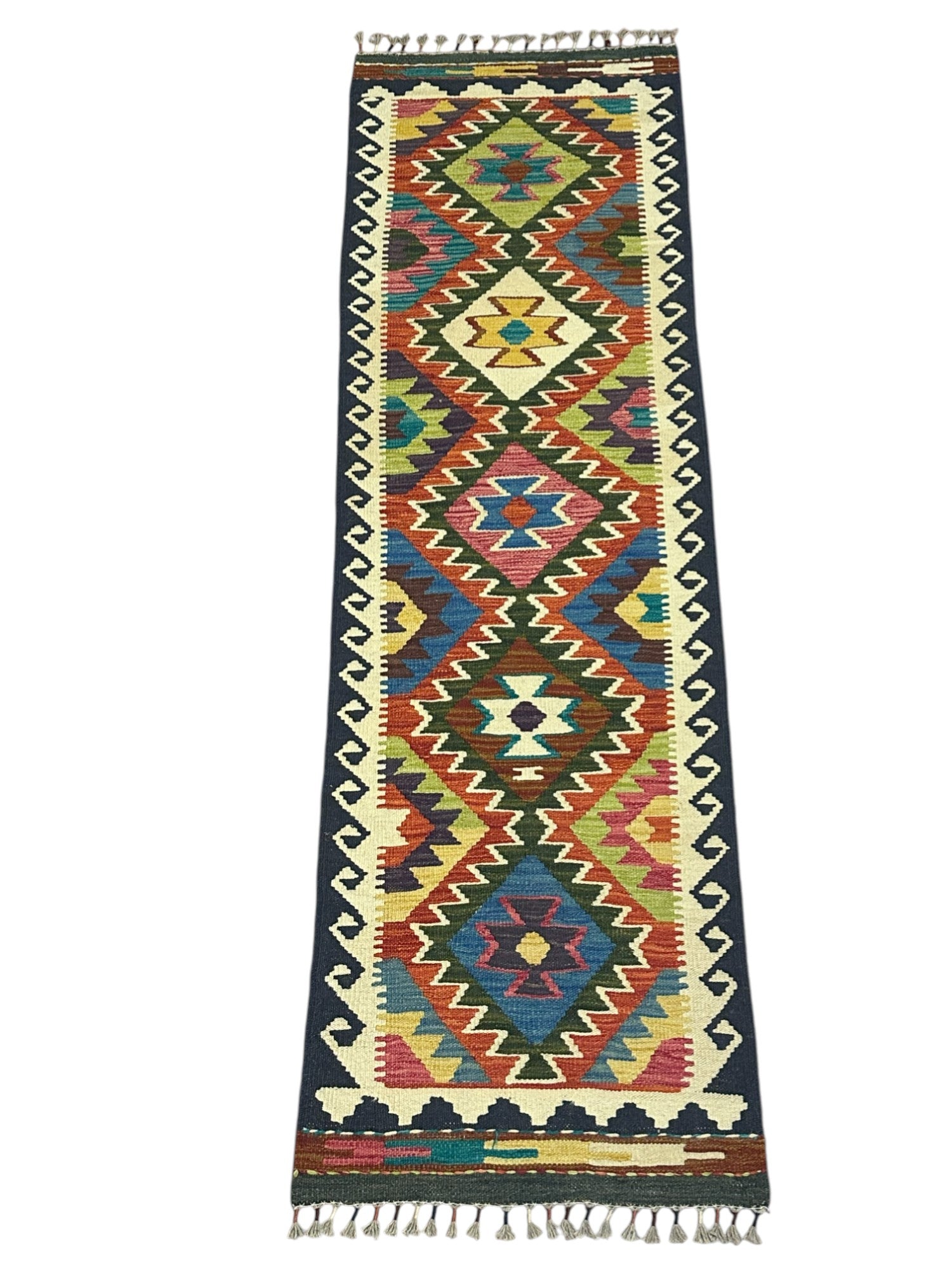 Hand-Woven Afghani Kilim Wool Rug 2' x 6'7"