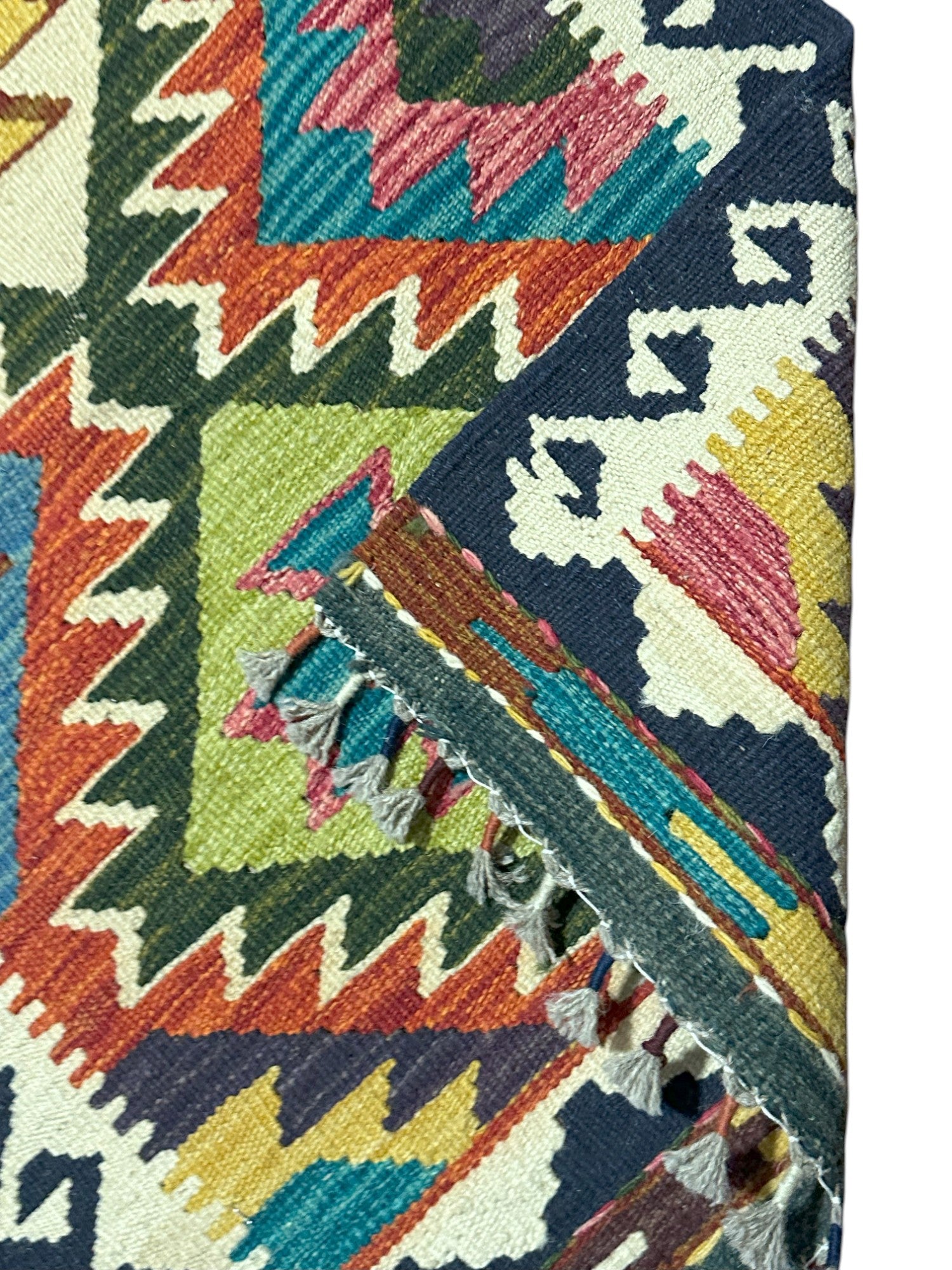 Hand-Woven Afghani Kilim Wool Rug 2' x 6'7"