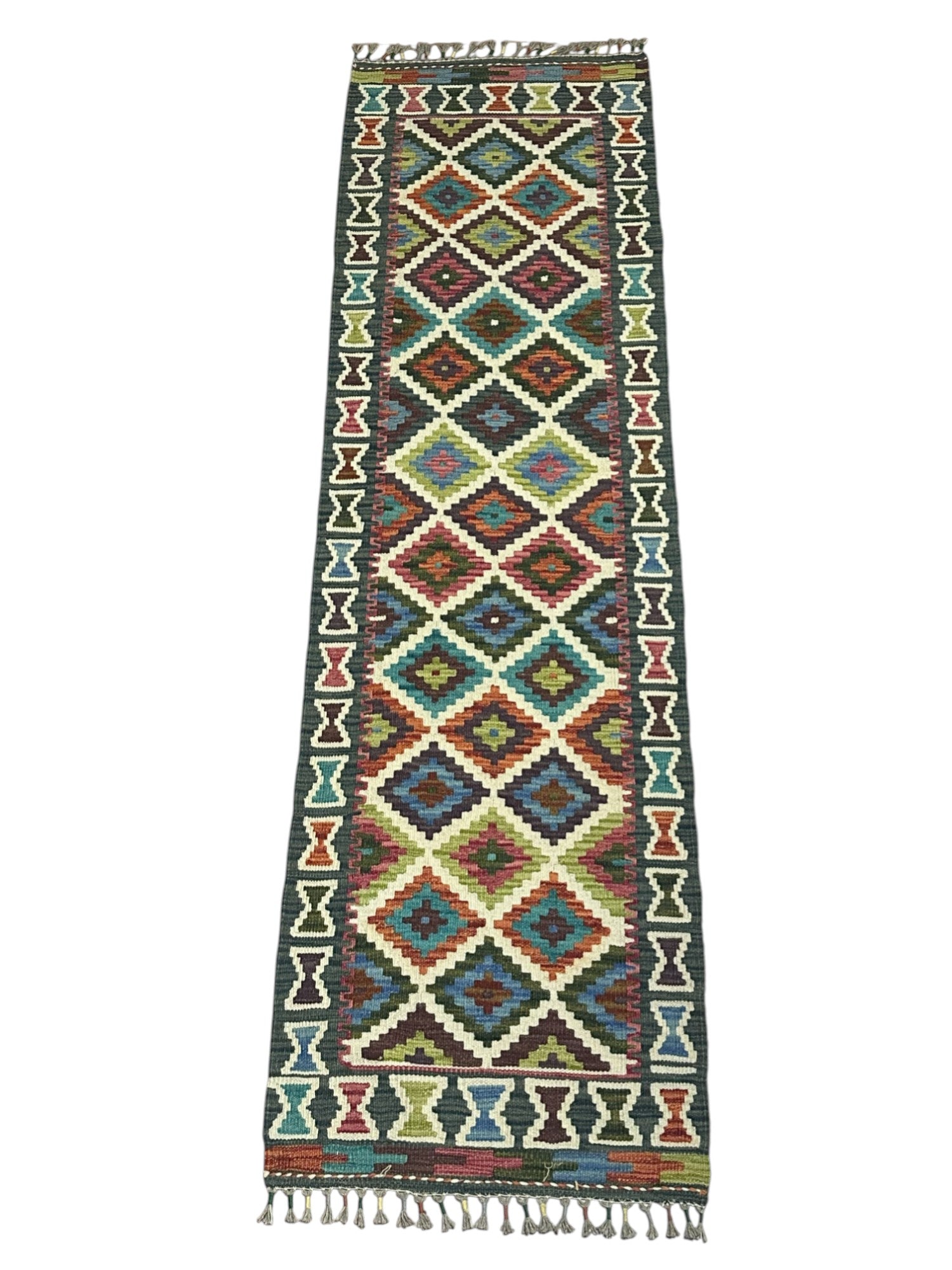 Hand-Woven Afghani Kilim Wool Rug 2' x 7'1"