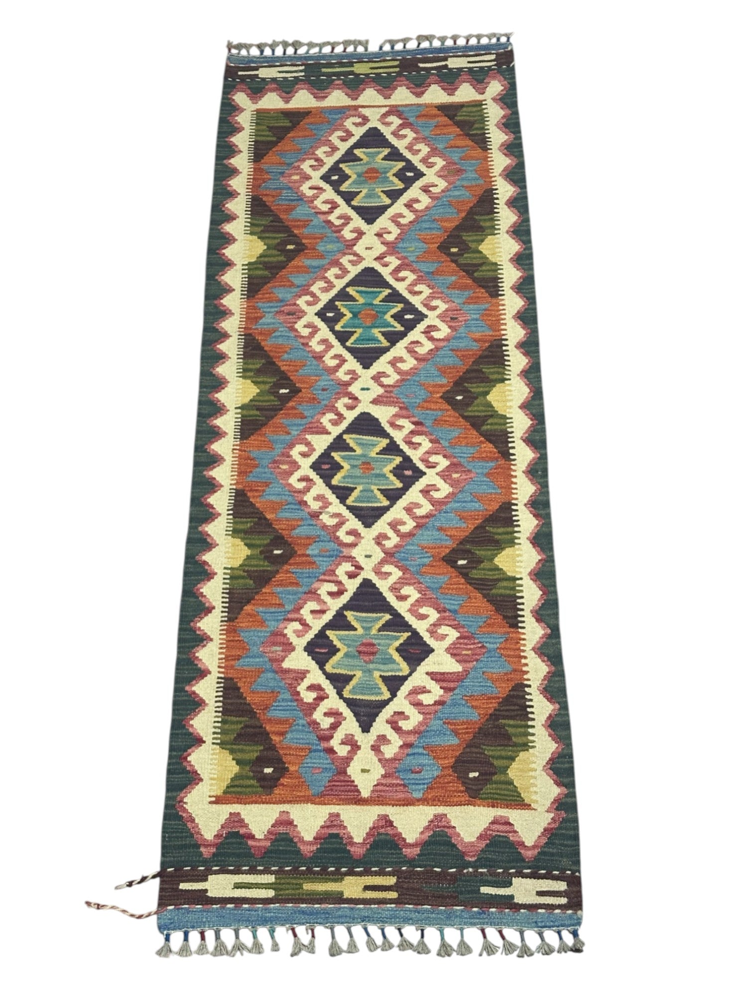 Hand-Woven Afghani Kilim Wool Rug 2'2" x 6'5"