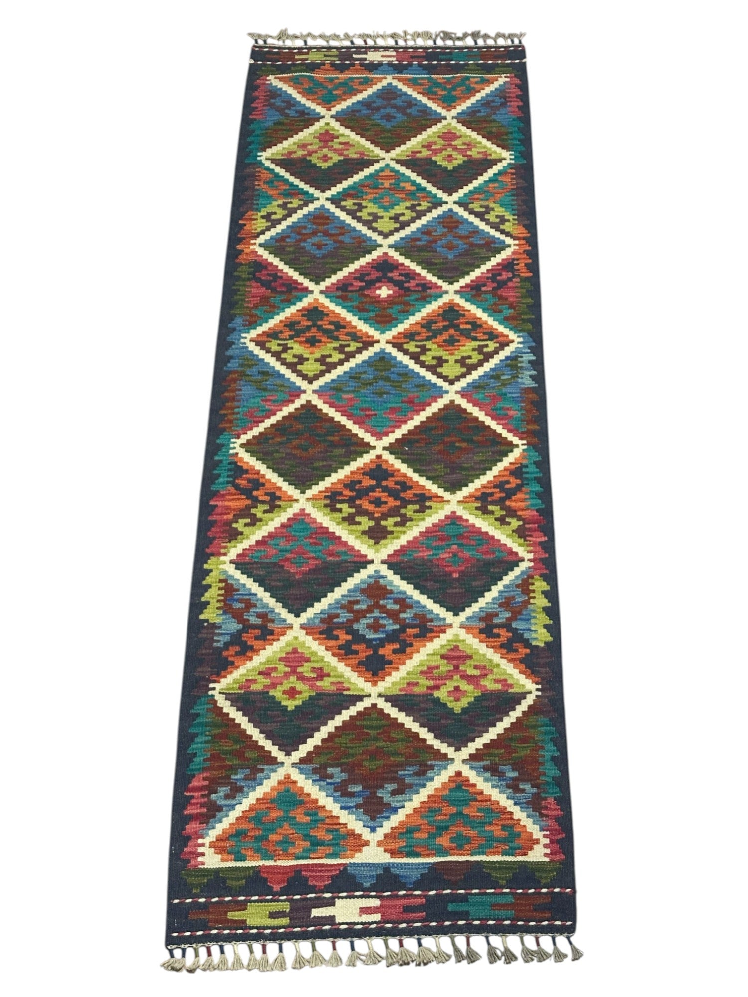 Hand-Woven Afghani Kilim Wool Rug 2'2" x 6'7"