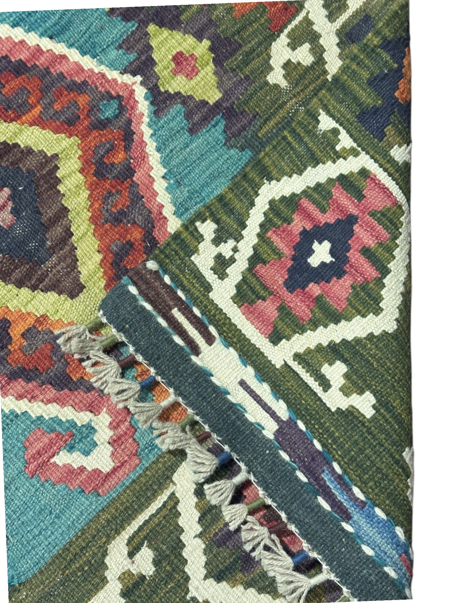 Hand-Woven Afghani Kilim Wool Rug 2'9" x 6'10"