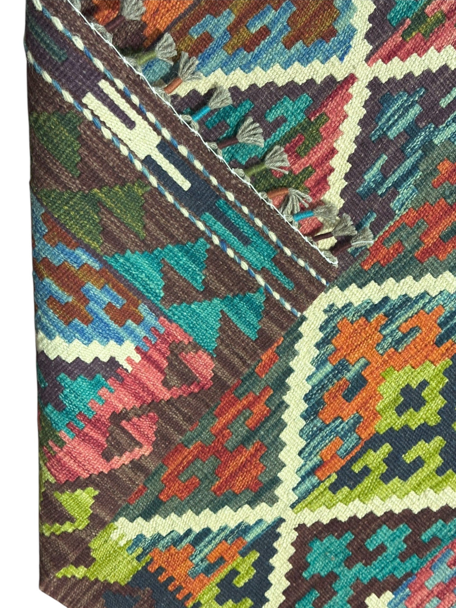 Hand-Woven Afghani Kilim Wool Rug 2'3" x 6'7"