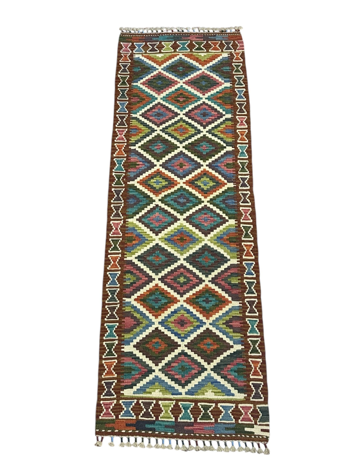 Hand-Woven Afghani Kilim Wool Rug 2'2" x 6'6"